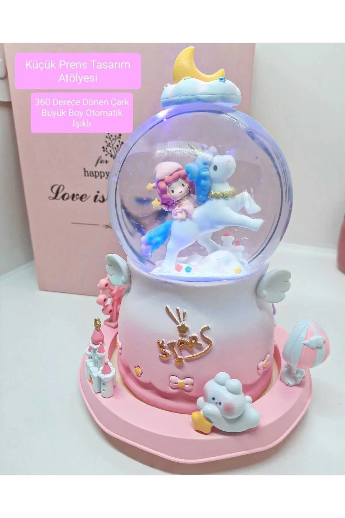 گوی برفی SNOW GLOBE MUSIC BOX چرخ اتوماتیک چرخشی 360 درجه سوغات روز ویژه تکشاخ از ترکیه Genel Markalar