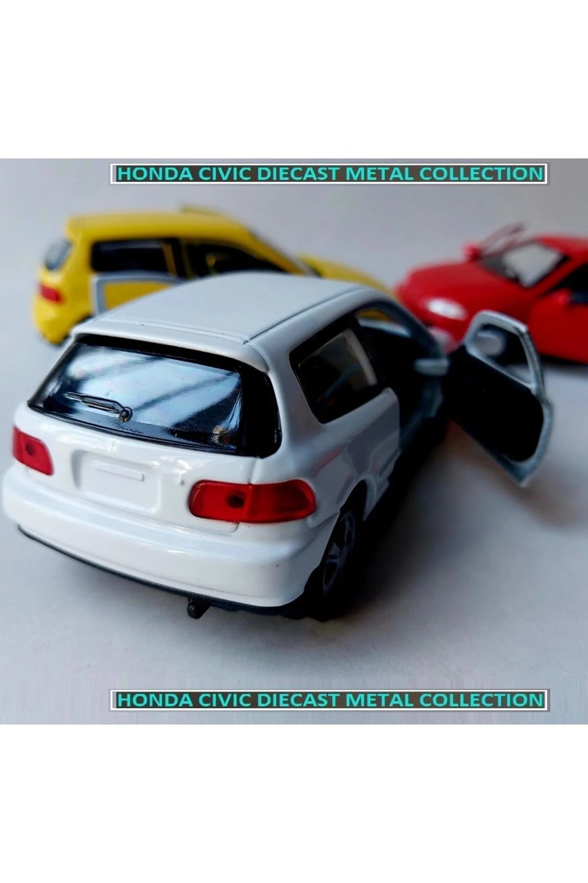 مدل خودرو HONDA CIVIC LEGENDARY CASE DIECAST METAL COLLECTION ORIGINAL PULLBACK CAR DOOR WHITE OPENABLE از ترکیه OYUNCAKSAHİLİ