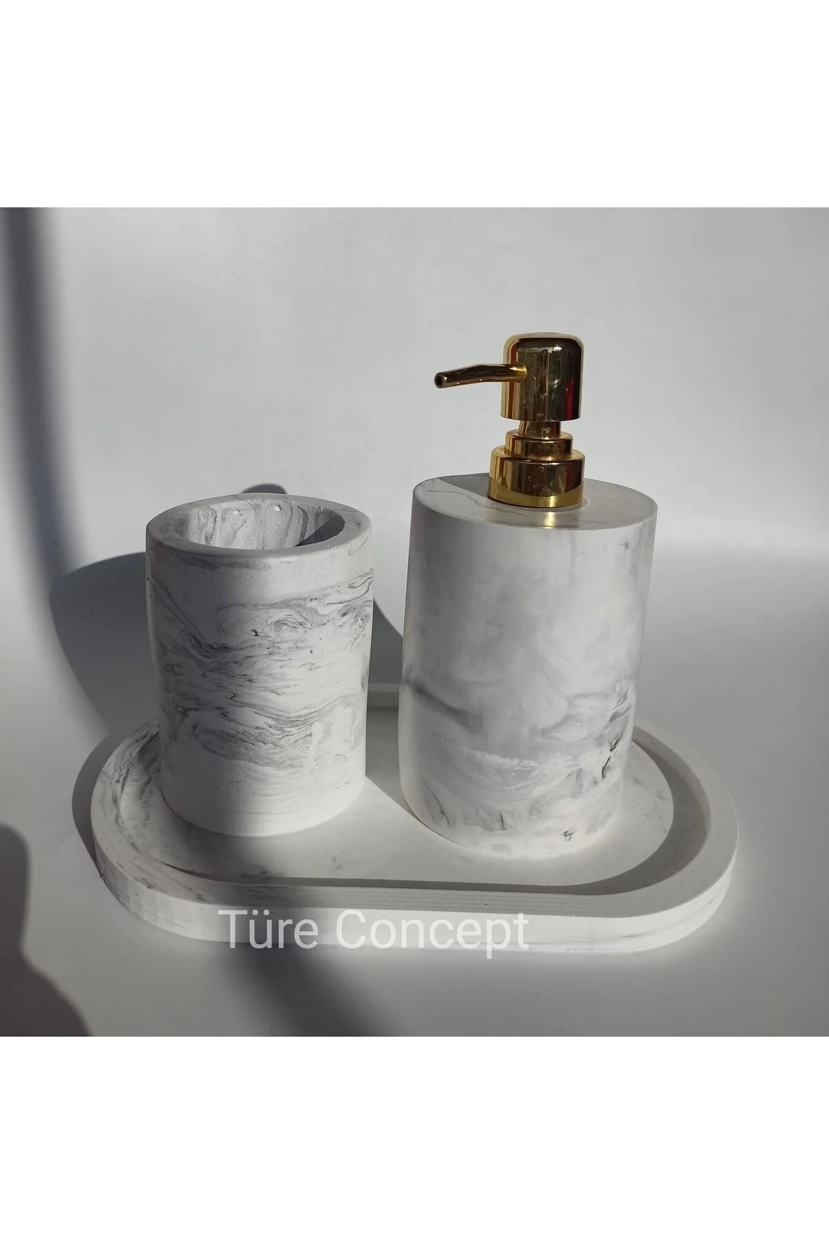 ست حمام خاکستری سرویس بهداشتی مجموعه الگوی مرمر  Ture Concept