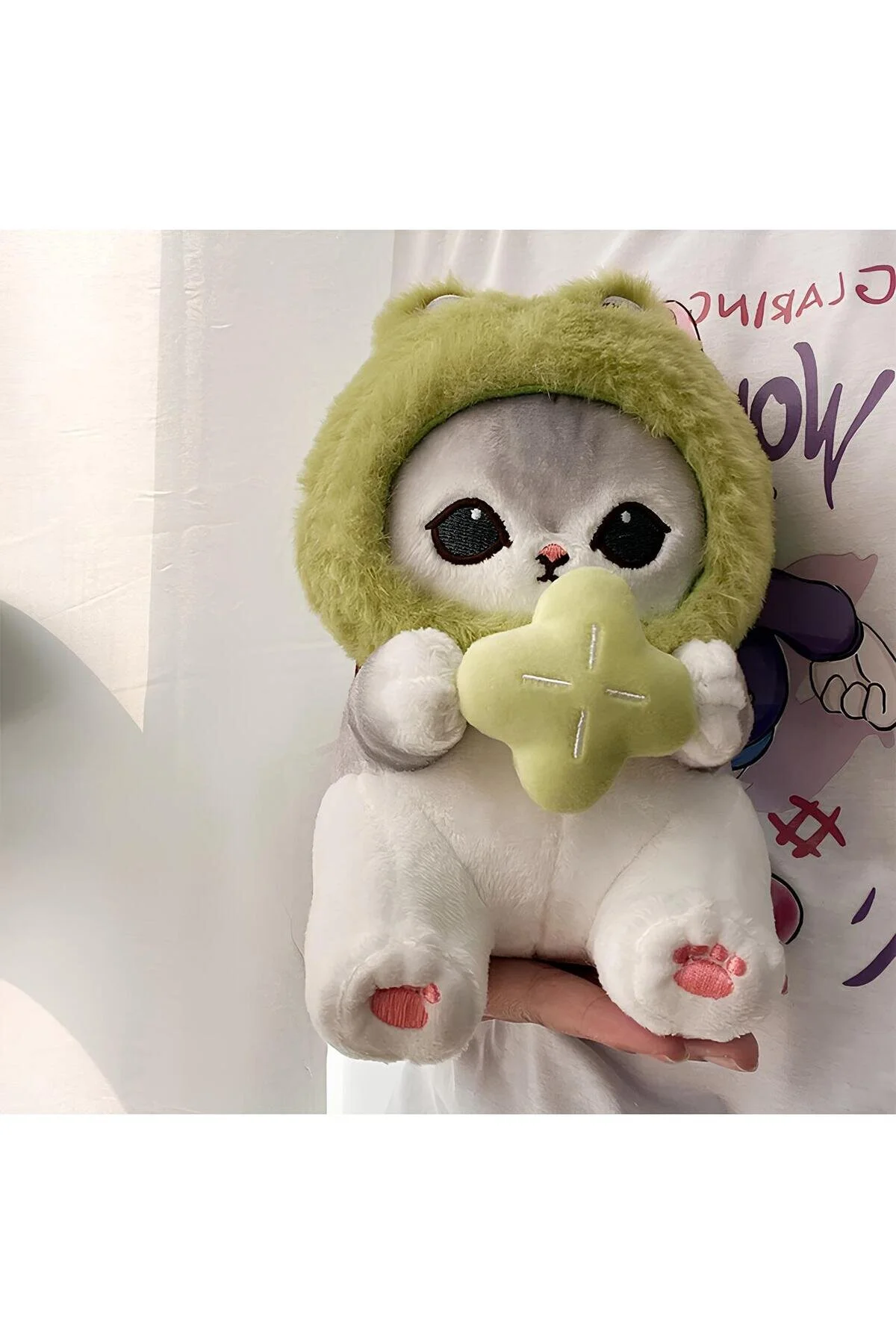 اسباب بازی های پشمی لباس گربه در قورباغه 35 سانتی متر موفوسند بچه مخمل خواب دار SANRIO KAWAII سلام NB market