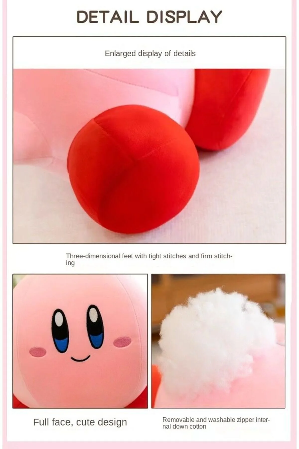 اسباب بازی های پشمی انیمه KIRBY PLUSH TOY KAWAII 30 سانتی متری مخمل دار صورتی توپ خواب بالش ناز همراه NB market