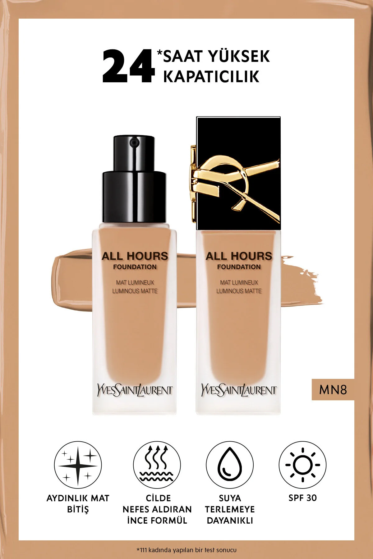 کرم پودر تمام ساعات روز بنیاد مات درخشان MN8 3614273714501 ایو سن لوران Yves Saint Laurent