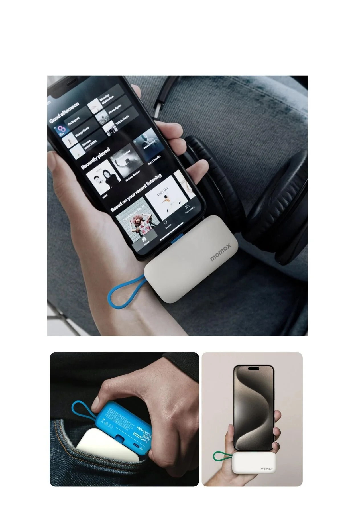 شارژر بی سیم قدرت مینی 5000MAH 3 در 1 USB C نارنجی Momax