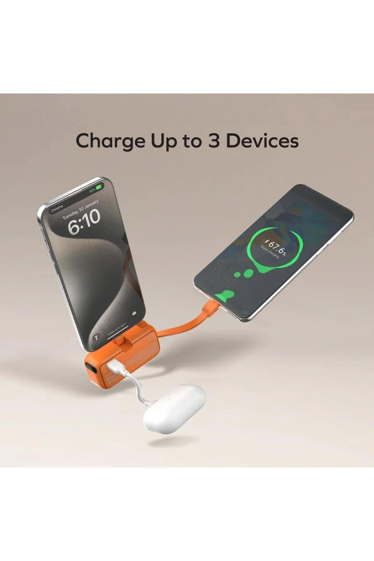 شارژر بی سیم قدرت مینی 5000MAH 3 در 1 USB C نارنجی Momax