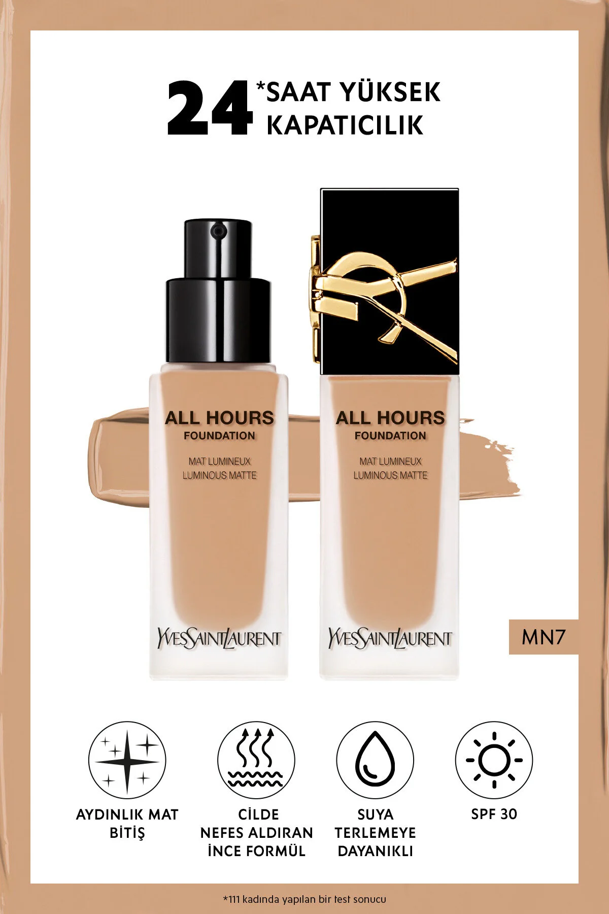 کرم پودر تمام ساعات روز بنیاد مات درخشان MN7 3614273593632 ایو سن لوران Yves Saint Laurent