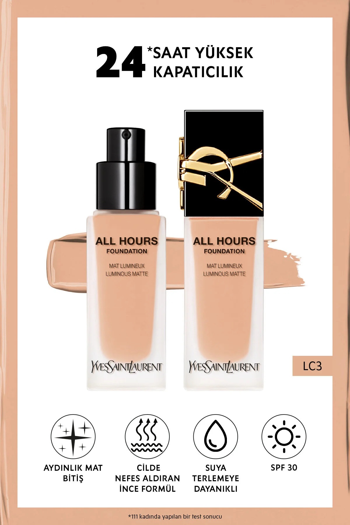 کرم پودر تمام ساعات روز بنیاد مات درخشان LC3 3614273593496 ایو سن لوران Yves Saint Laurent