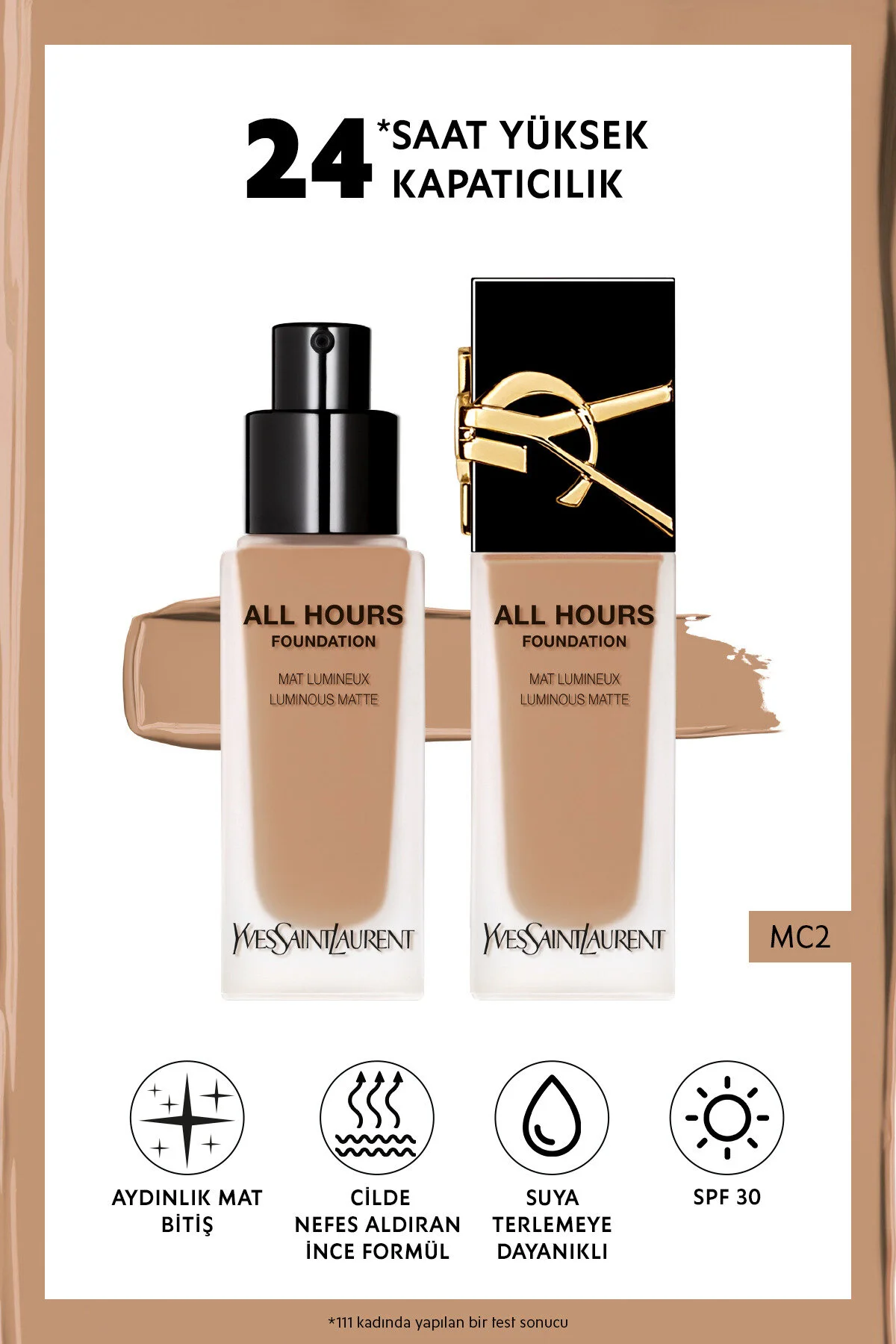 کرم پودر تمام ساعات روز بنیاد مات درخشان MC2 3614273714464 ایو سن لوران Yves Saint Laurent