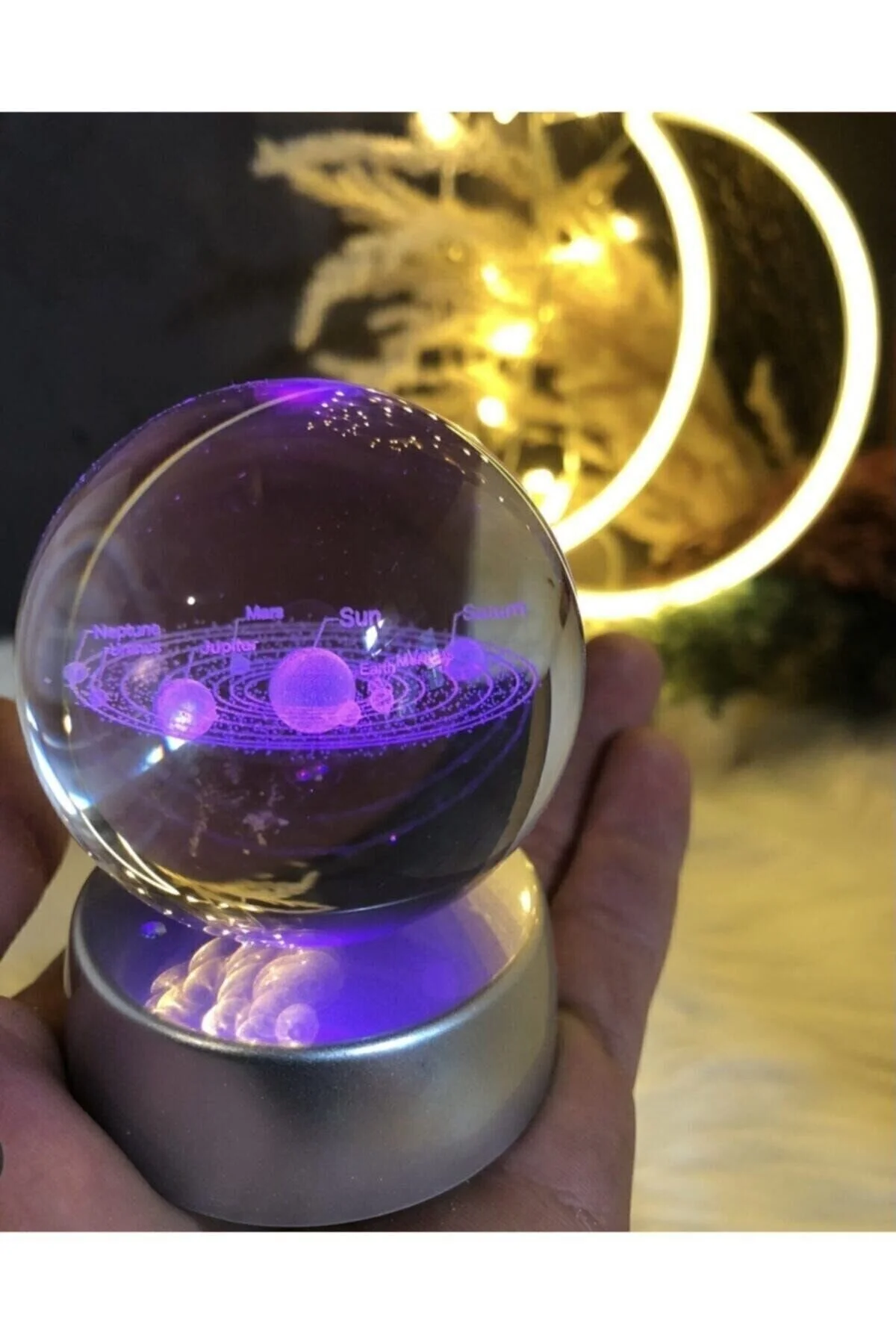 گوی برفی دکوراتیو گلوب شیشه ای در حال تغییر رنگ LED سیارات منظومه شمسی از ترکیه TeknoClass
