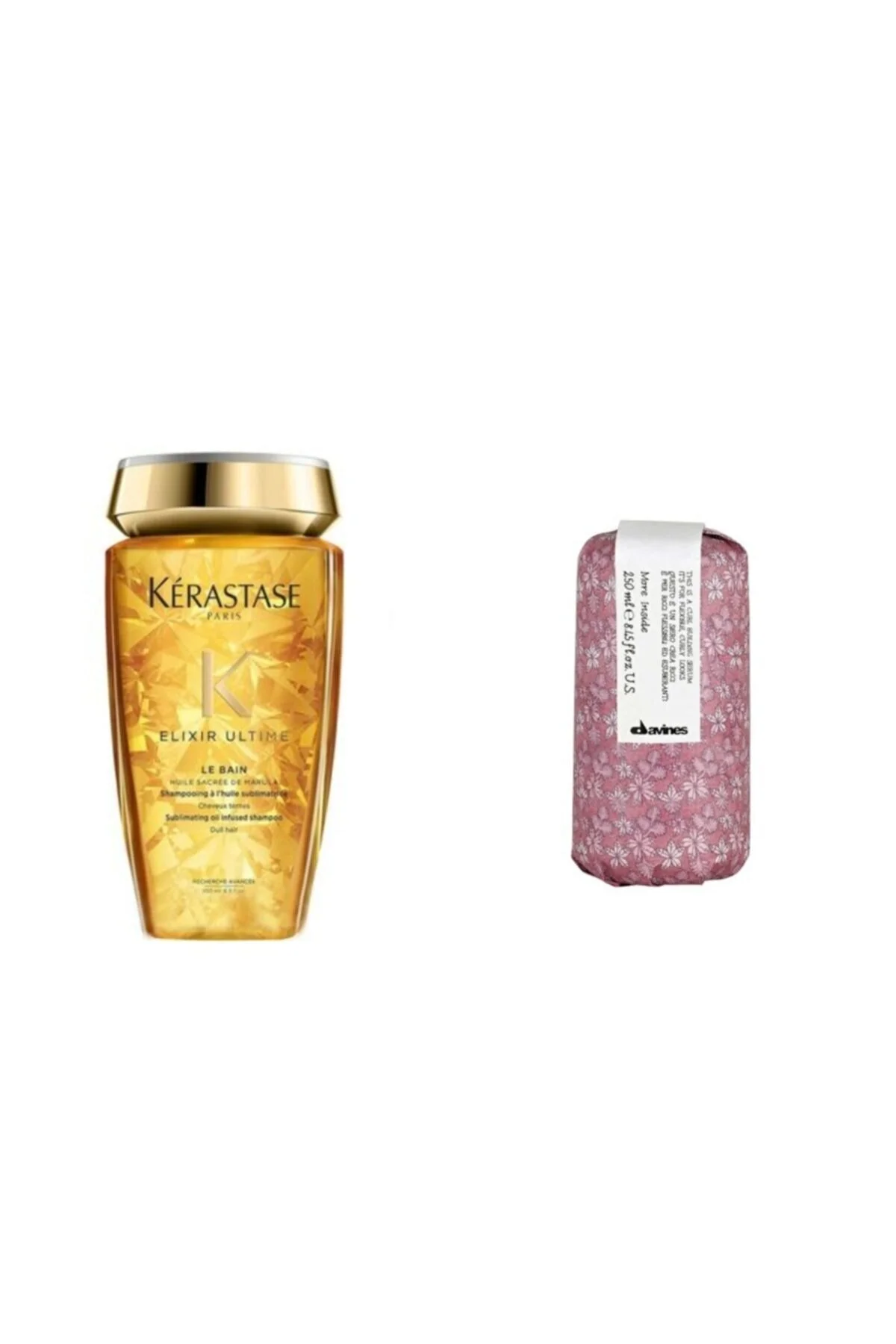 ست مراقبت مو شامل شامپو Elixir Ultime Le Bain 250 میلی لیتر و سرم ساختاردهنده موهای فر Davines 250 میلی لیتر کراستاس Kerastase