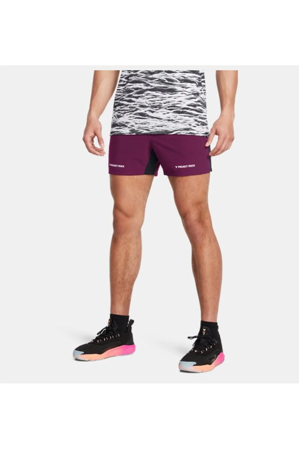شورت ورزشی بنفش مردانه پروژه UA ROCK 5 اینچ 505 Under Armour