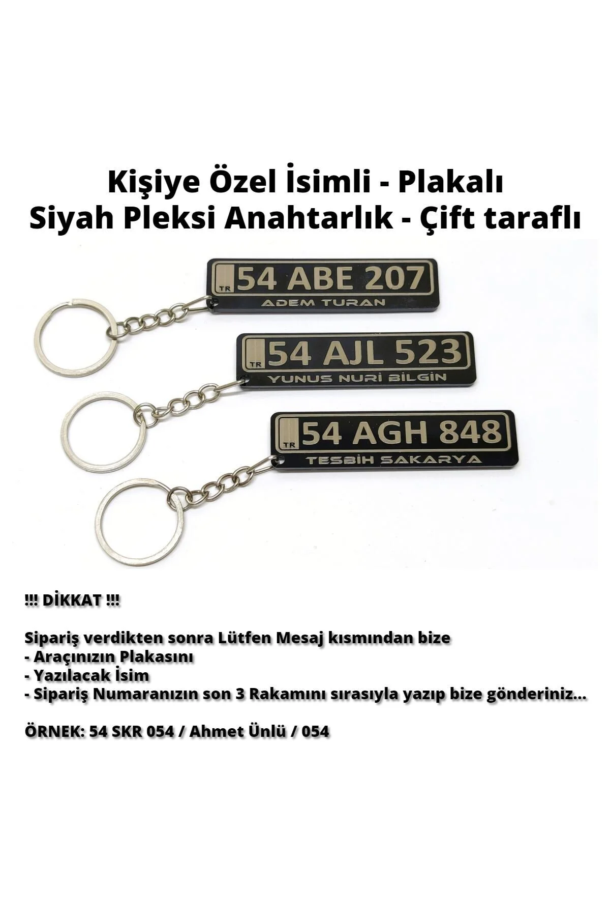 جلیقه کلید نام شخصی بشقاب مشکی جاکلیدی پلکسی گلاس دو طرفه 1 عدد Tesbih Sakarya