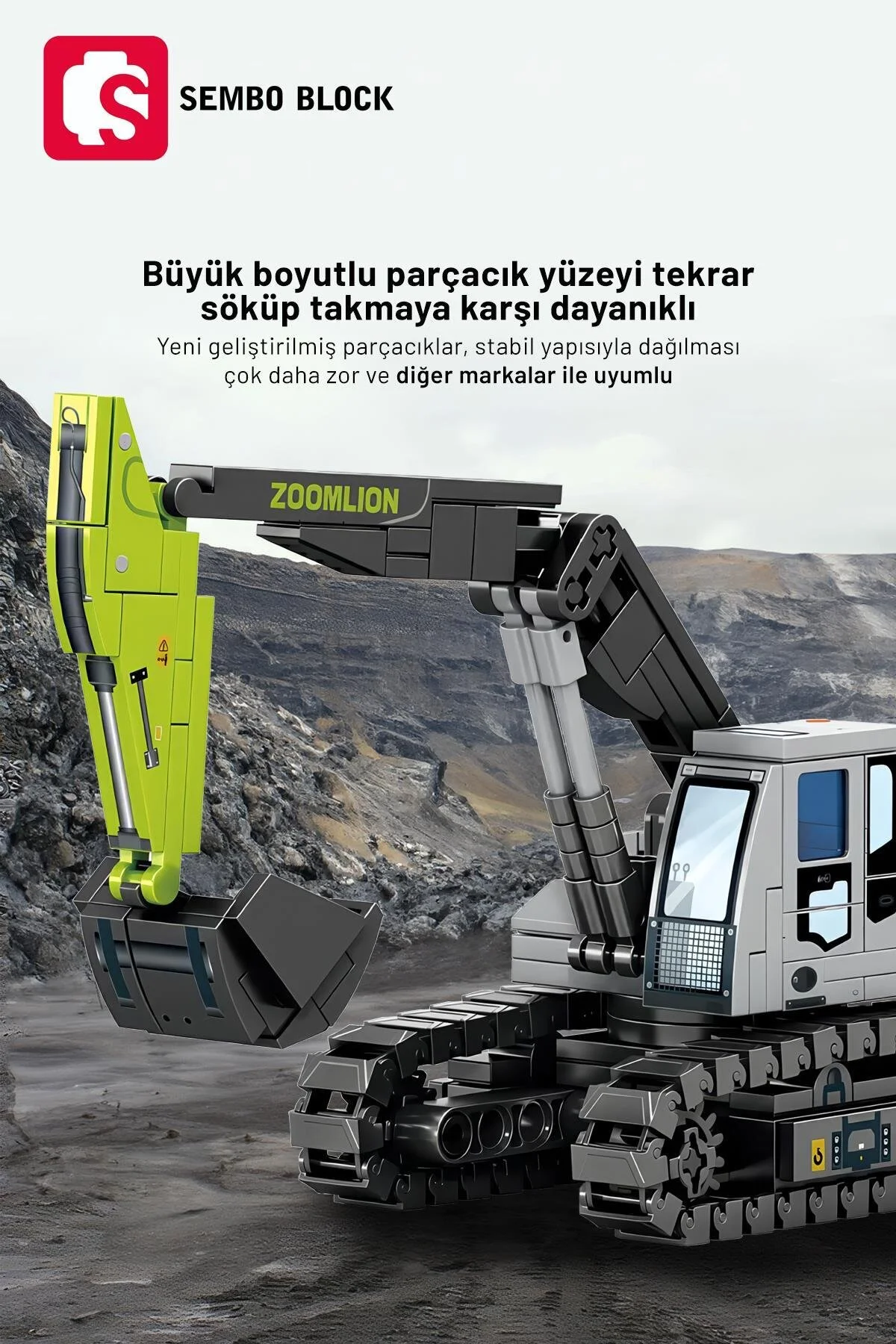 لگو و اسباب بازی های ساخت محور بلوک ساختمانی MINI EXCAVATOR 236 PIECE دارای مجوز ZOOMLION سازگار با 705103 از ترکیه Sembo Block