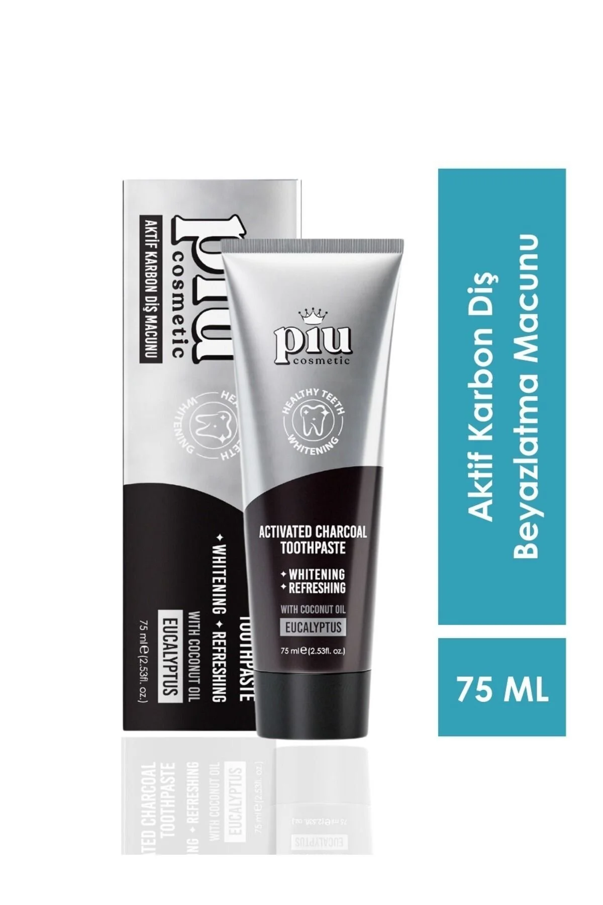 خمیر دندان سفیدکننده با کربن فعال 75 میلی لیتر مناسب برای مراقبت از دهان Piu Cosmetic