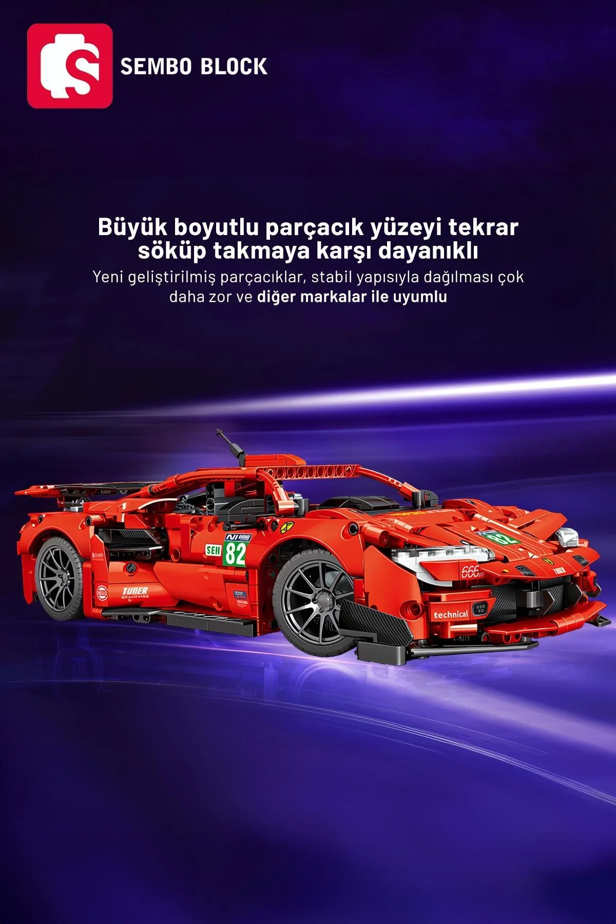 لگو و اسباب بازی های ساخت محور BLAZING CHARGER CAR 1:14 1374 تکه بلوک ساختمانی سازگار با 701955 از ترکیه Sembo Block