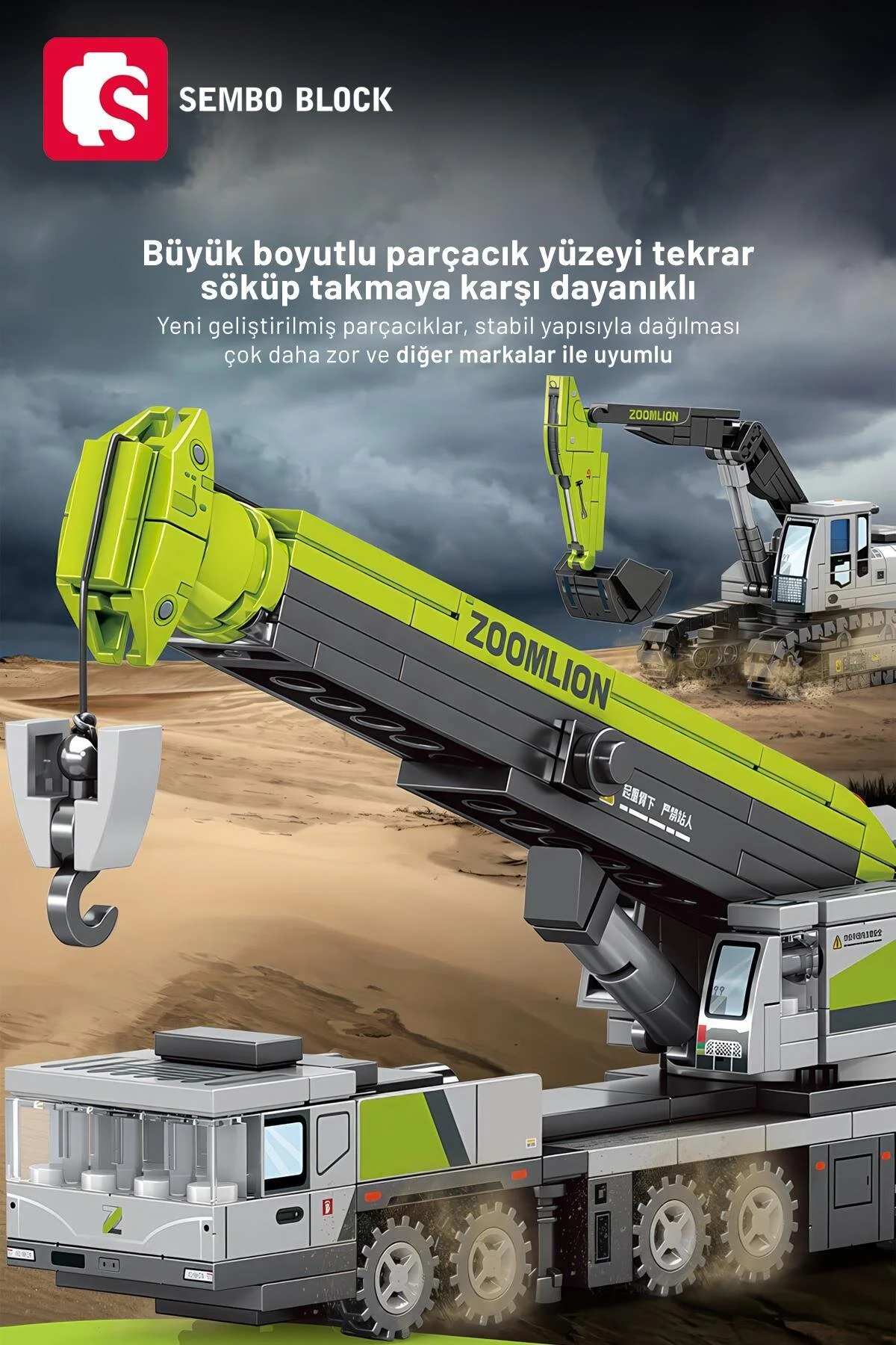 لگو و اسباب بازی های ساخت محور بلوک ساختمانی دارای مجوز ZOOMLION MINI CRANE 228 PIECE سازگار با LEGO 705101 از ترکیه Sembo Block