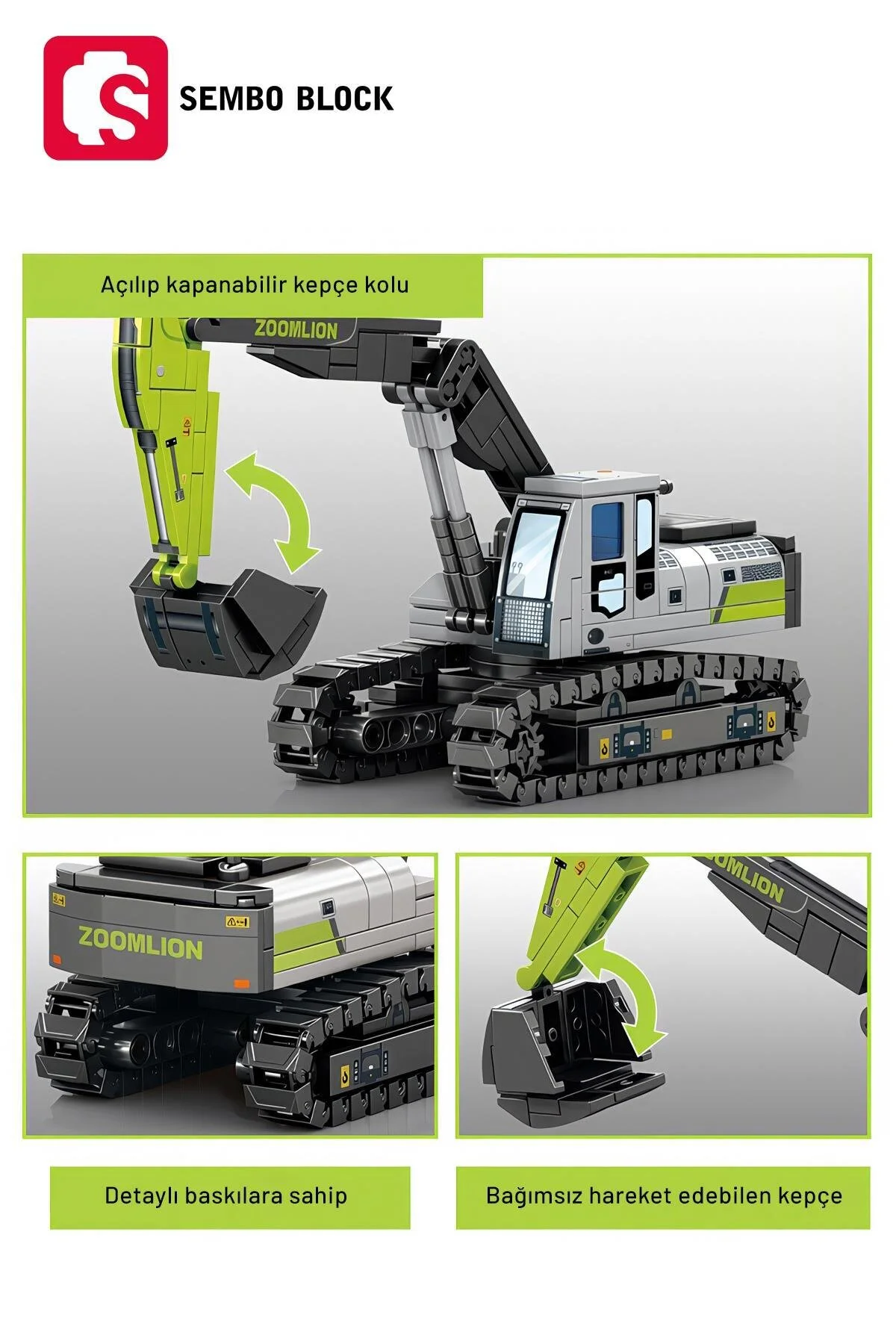 لگو و اسباب بازی های ساخت محور بلوک ساختمانی MINI EXCAVATOR 236 PIECE دارای مجوز ZOOMLION سازگار با 705103 از ترکیه Sembo Block