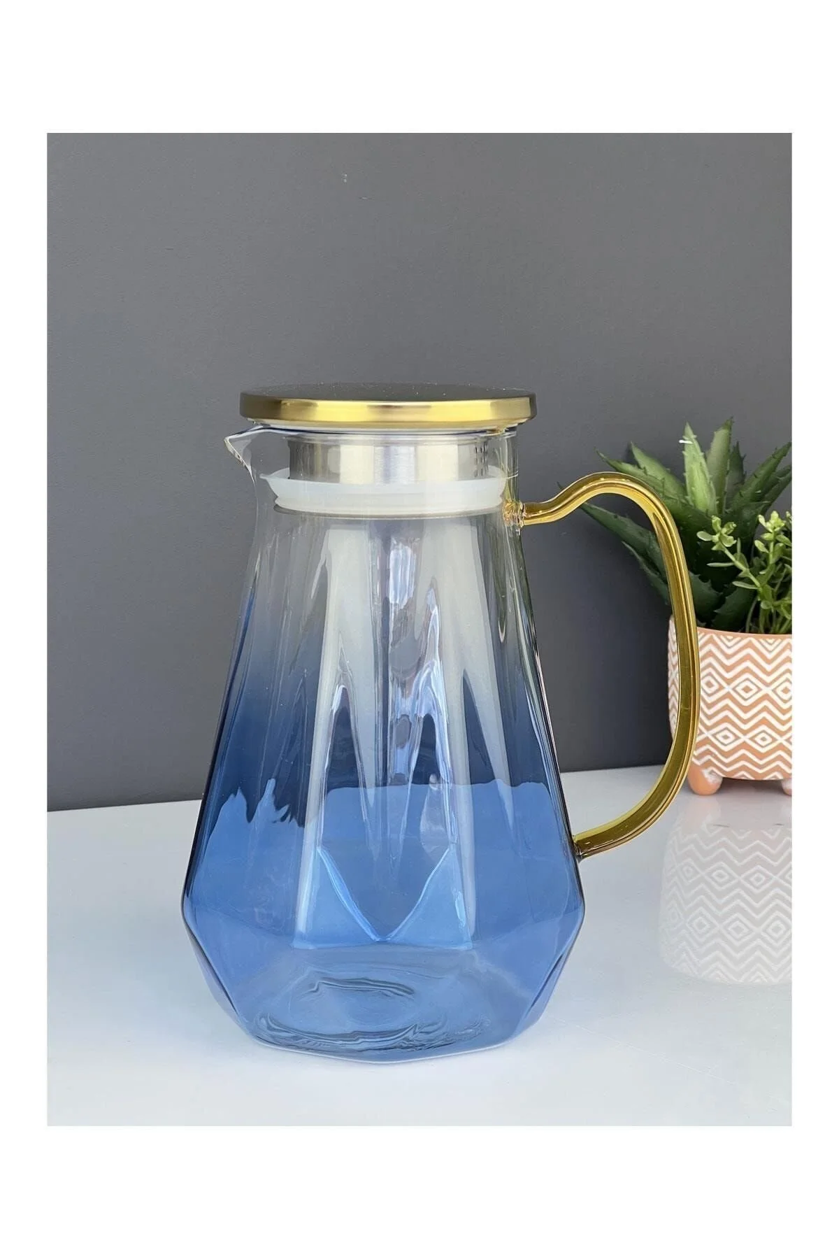 پارچ و تنگ لوکس بورسیلیکات آبی درخشش 1.5 لیتری AROW