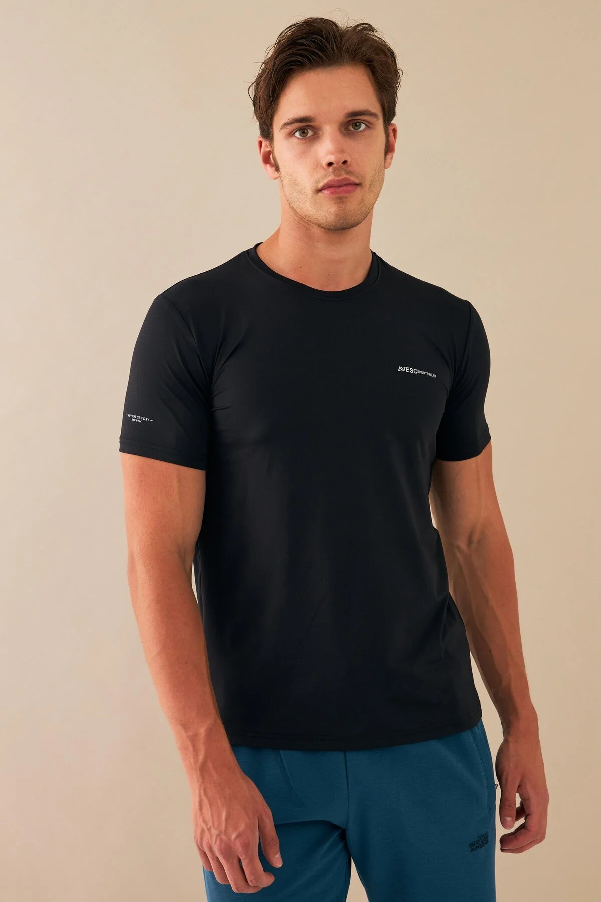 تی شرت ورزشی مردانه پیراهن SLIMFIT TRESHRIT T0087 یقه صفر ورزش مینی پارچه Escetic