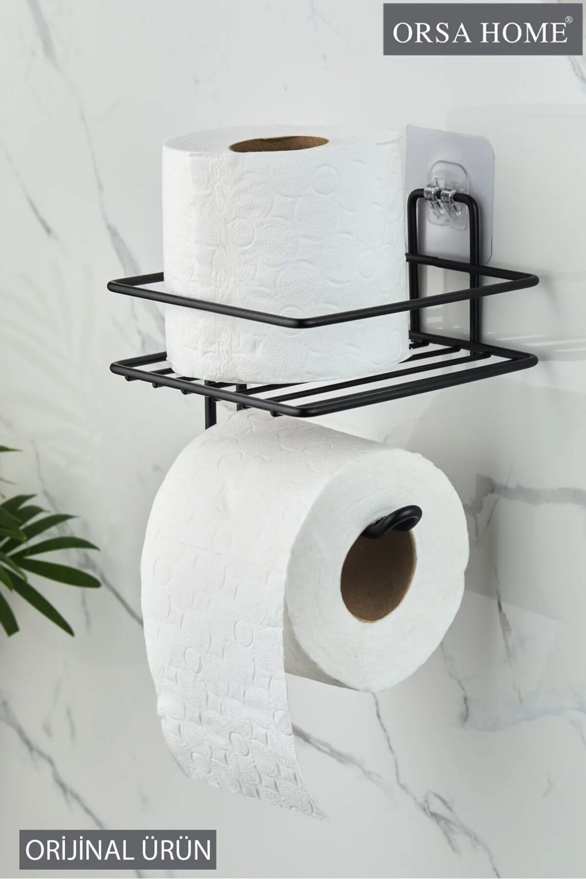 نظم‌دهنده حمام 919 تسمه چسب جادویی کاغذ WC توالت نقره ای سیاه ORSA HOME