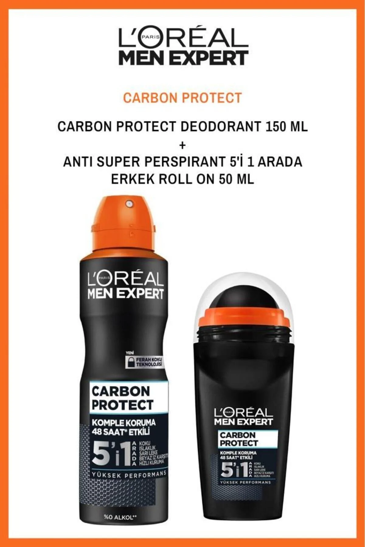 دئودورانت و رول آن مردانه LOREAL EXPERT CARBON PROTECT 5IN1 48 ساعت با دوام رولون مجموعه L'Oreal Paris
