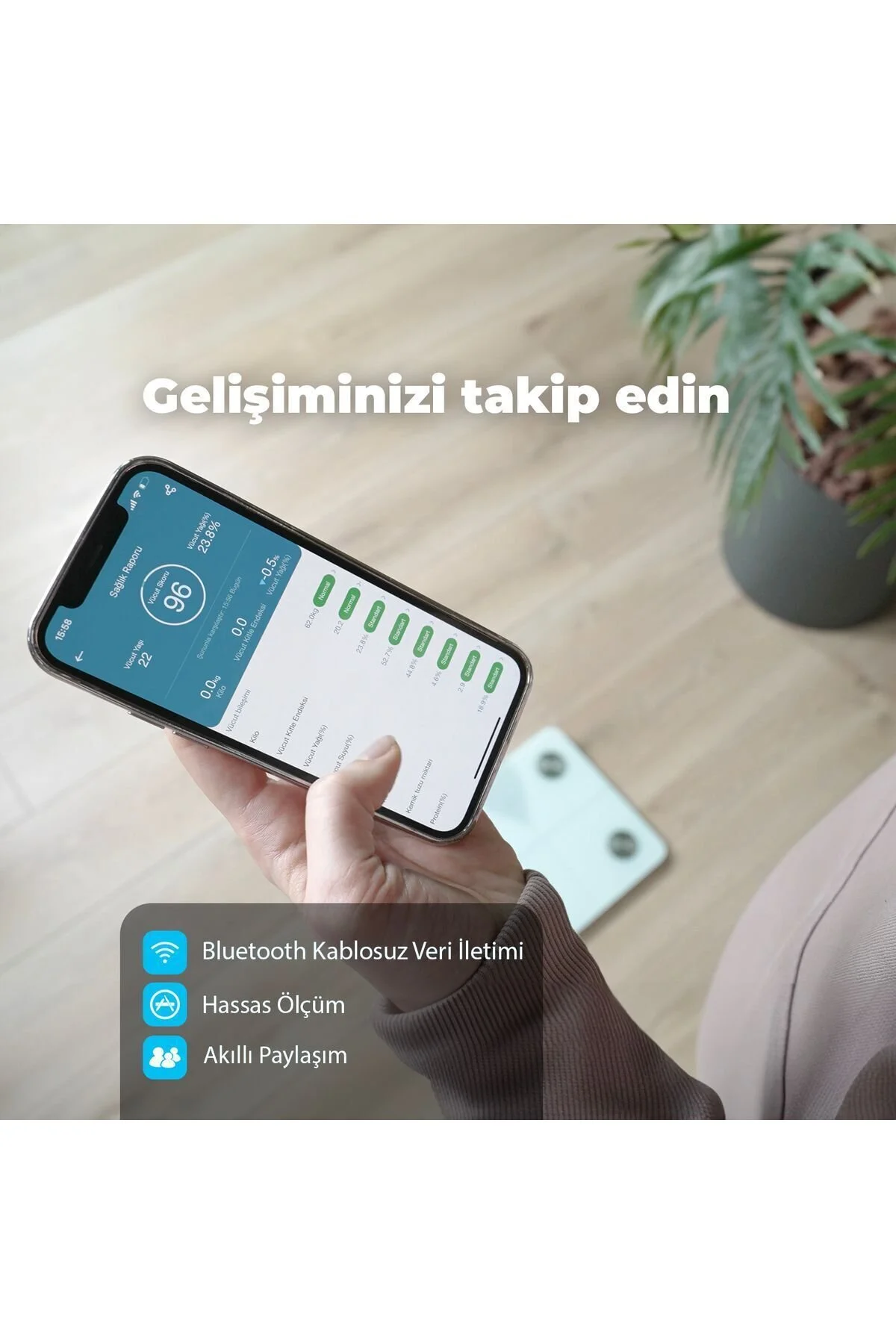 ترازو مقیاس هوشمند با ویژگی تجزیه و تحلیل چربی بدن سم زدایی OSVELD