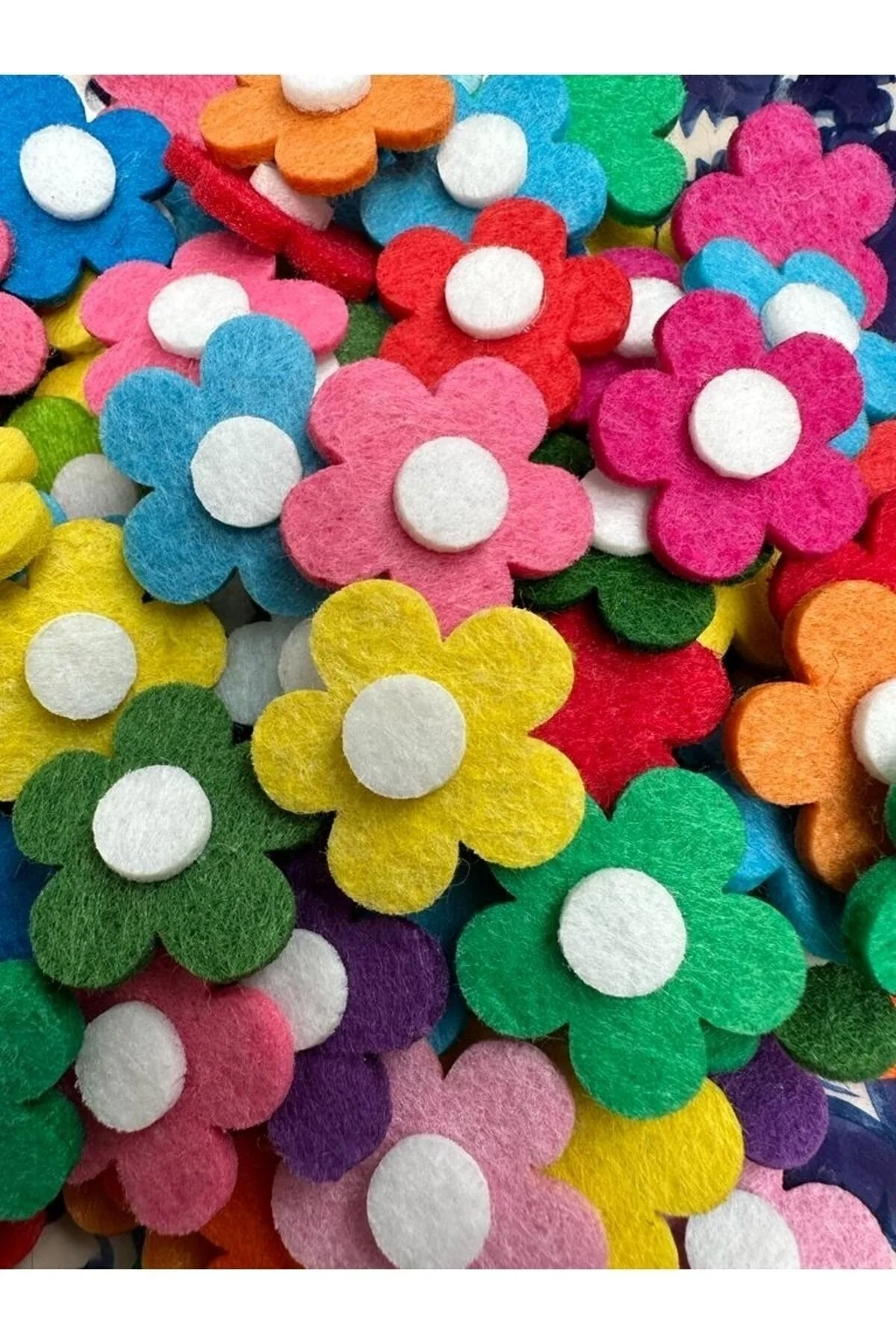 فیگور گل رنگارنگ 3 سانتی متر 100 عدد از ترکیه Yumuşakkeçe