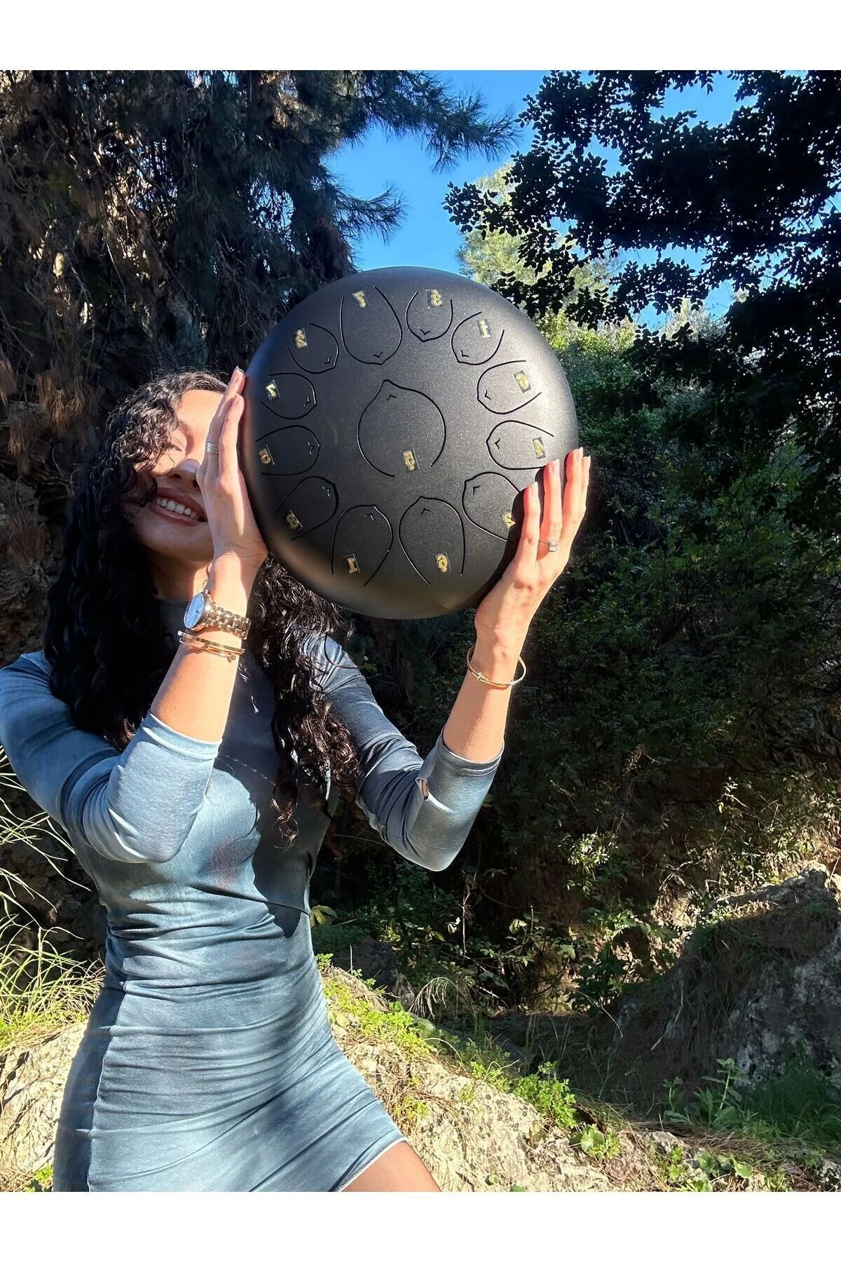طبل MEGA BOY PRO HANDPAN A با کیفیت 13 نفره از فولاد 2 سال ضمانت ساخته شده است miniarpturkiye