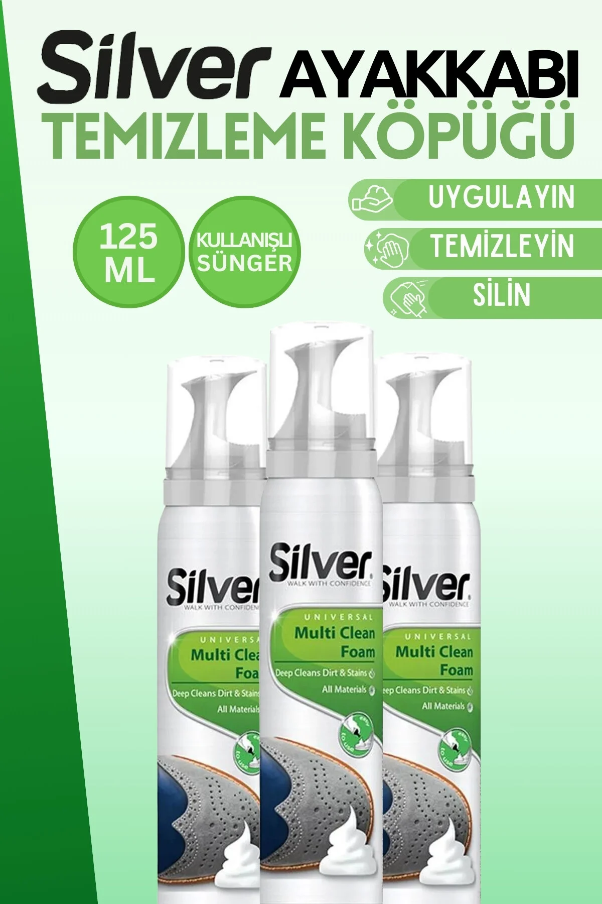 مراقبت کفش های چرمی و پارچه تمیز کننده 125 میل 3 قطعه Silver
