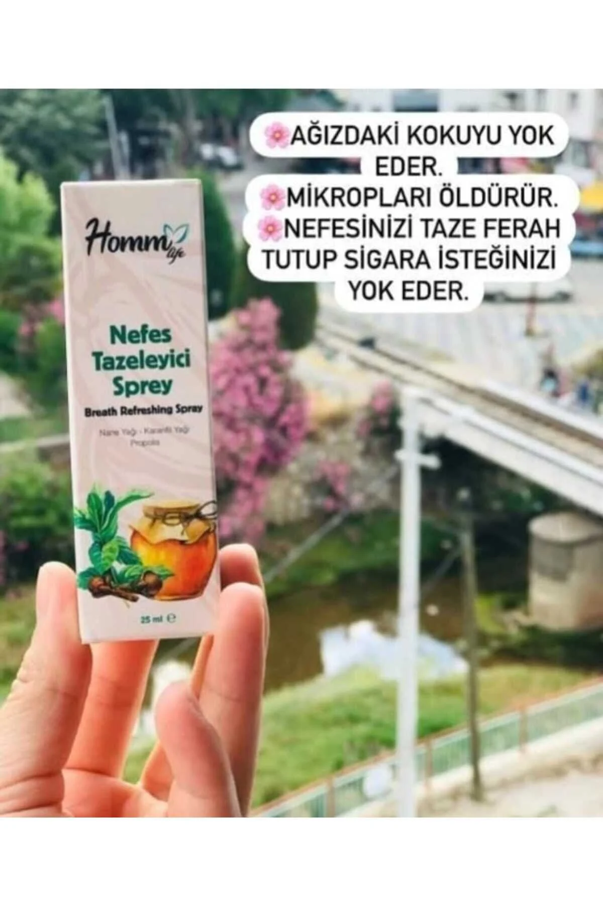 تمیزکننده زبان اسپری دهان خوشبو کننده 25 میلی لیتر اورجینال Homm Bitkisel