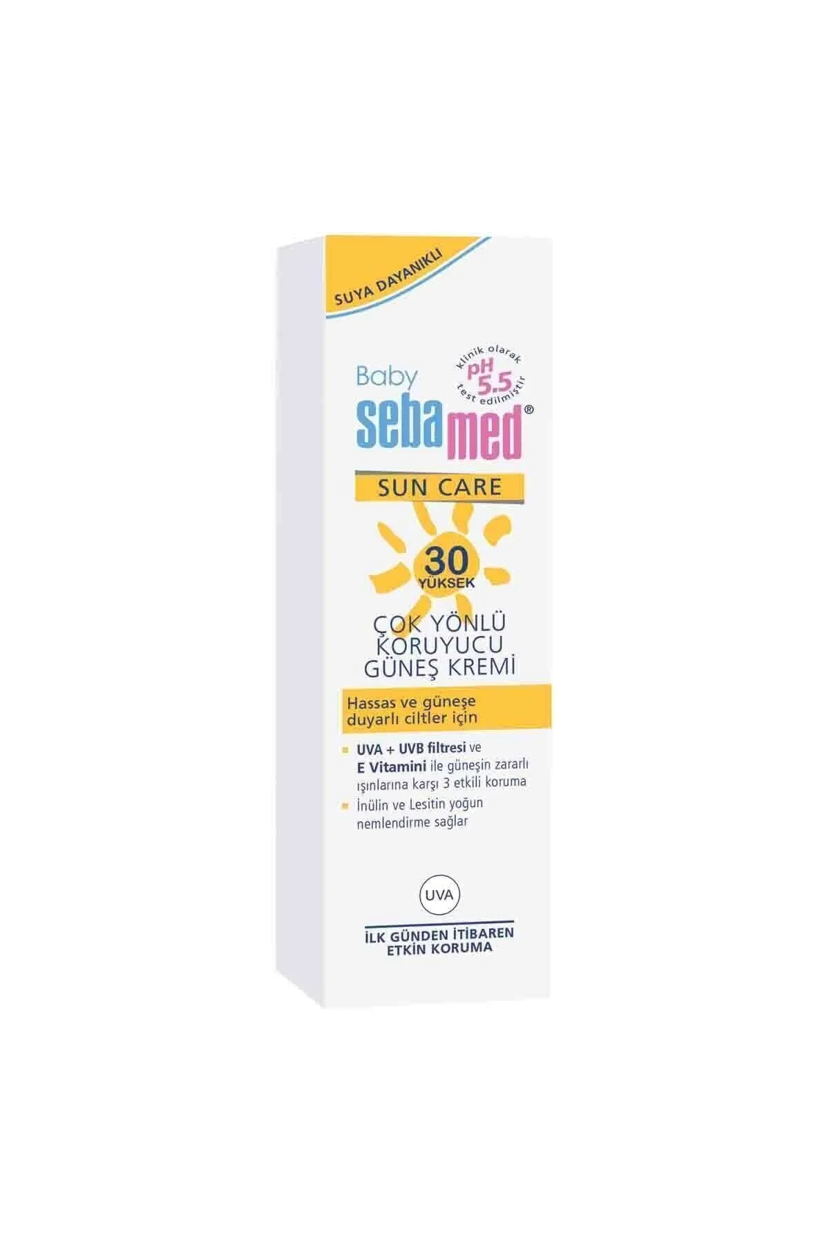 کرم ضد آفتاب صورت پسرانه و دخترانه بچگانه SUN 30 SPF BABY 75 میل Sebamed