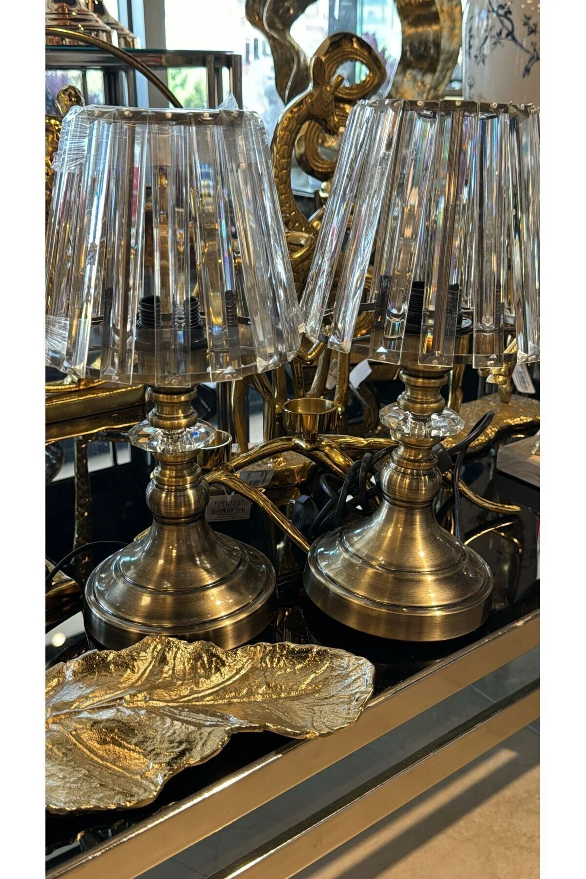آباژور HOMEDECOR OBEDNESS GOLD DOUBLE LAMPSHADE 35CM ester