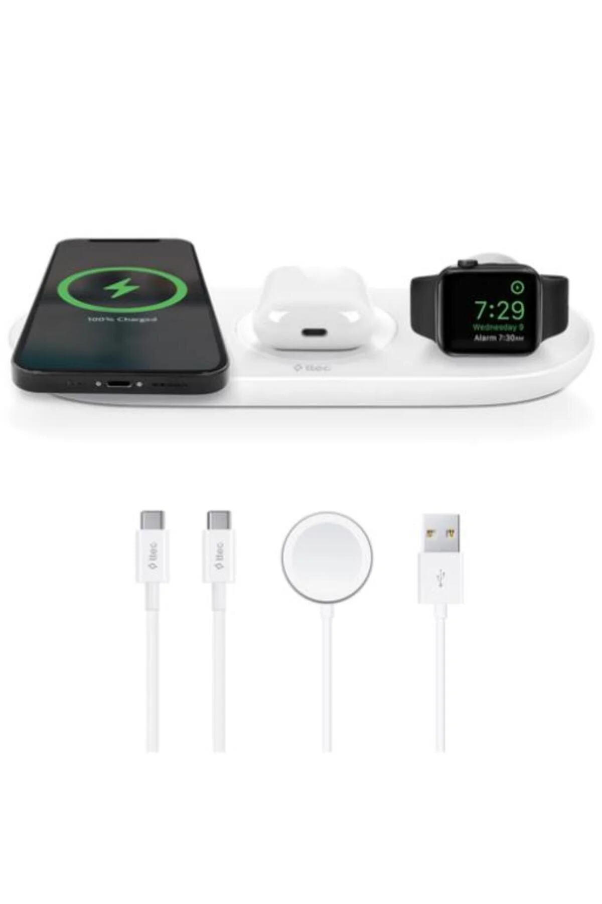 شارژر بی سیم هدفون LED ILLUMINATION 4IN1 APPLE WATCH IPHONE شارژ ایستاده MAGSAFE DISKTOP DESKTOP DISCTOP Ttec