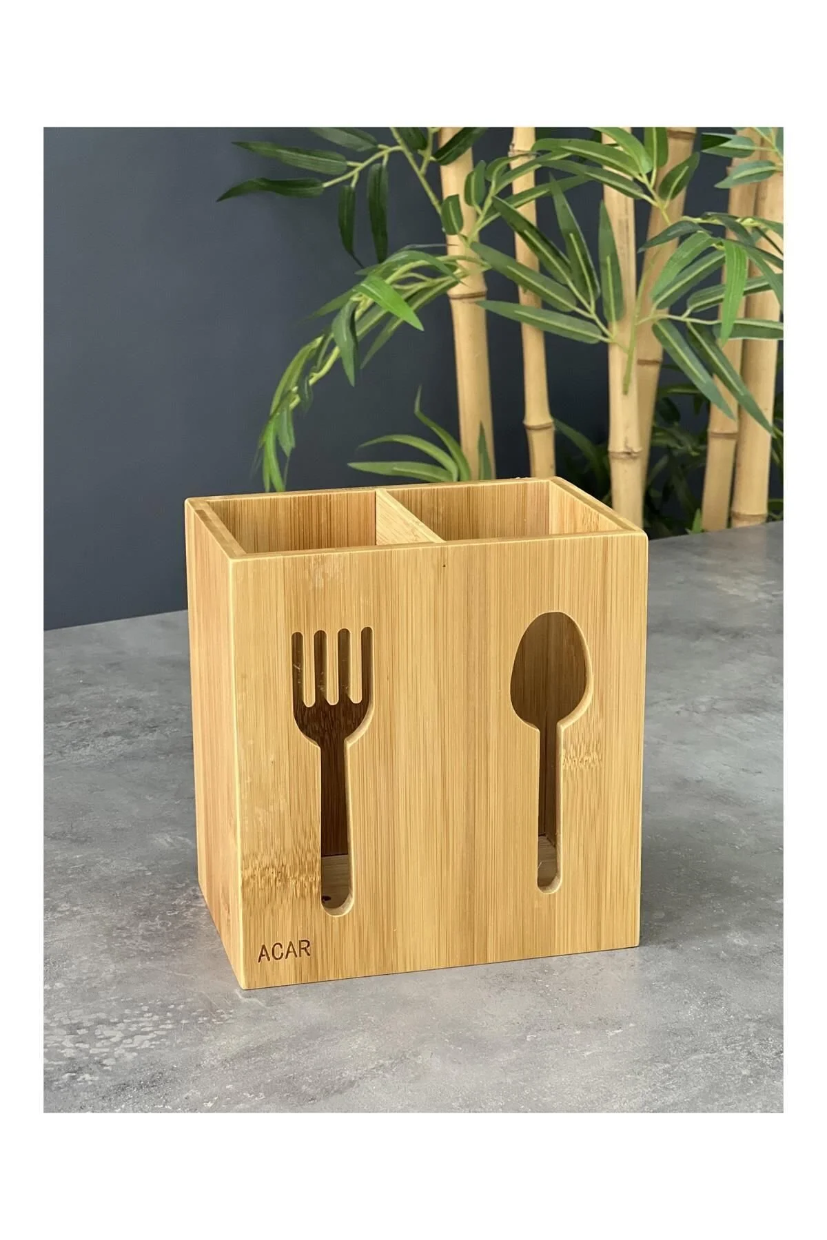 جای قاشق و چنگال 2 قسمت بامبو لوکس جعبه ACAR