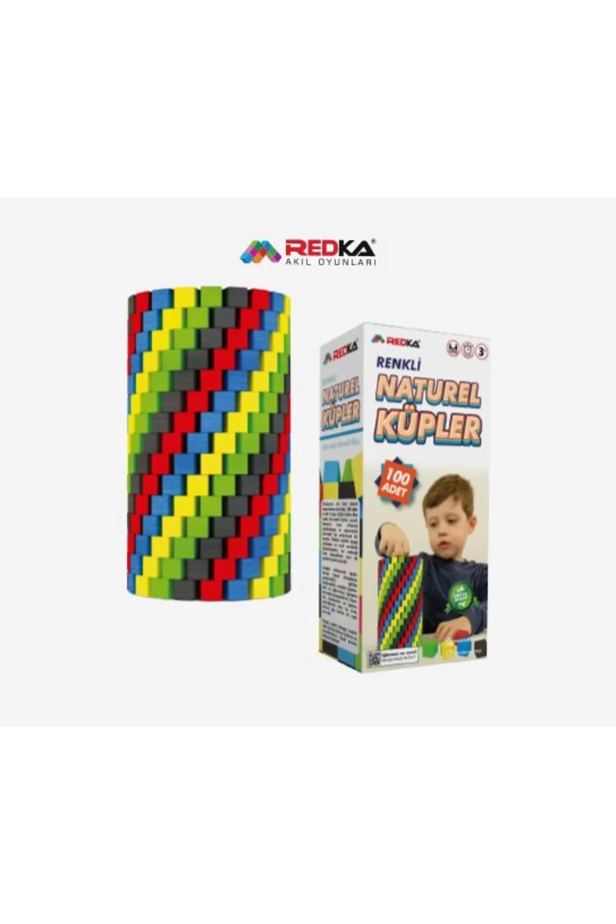 اسباب بازی های نوزاد و فعالیتی مکعب طبیعی رنگ 100 قطعه  Redka