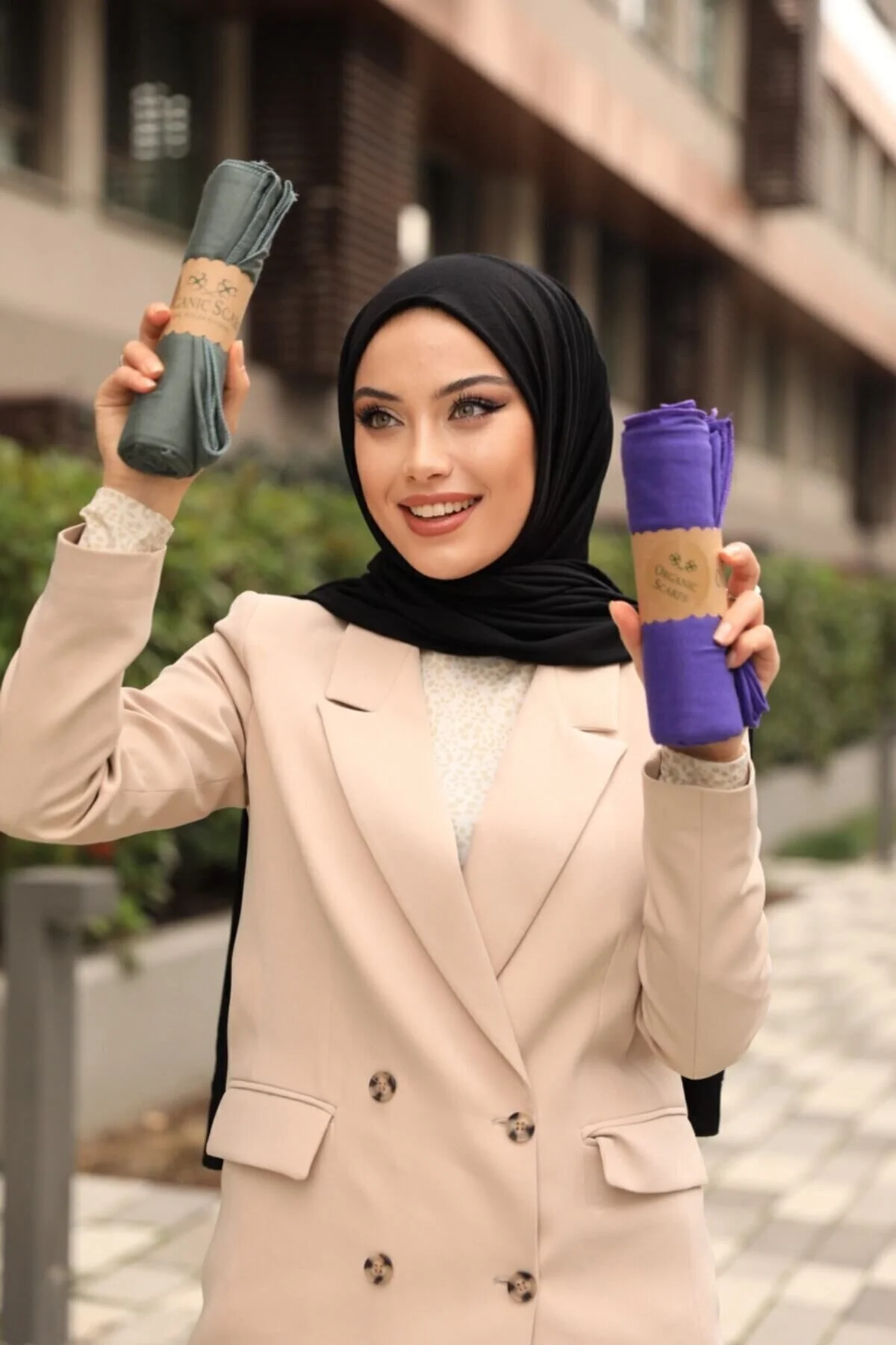 شال مدل حجاب نخی شانه دار مشکی TYC00355923686 Organic Scarfs