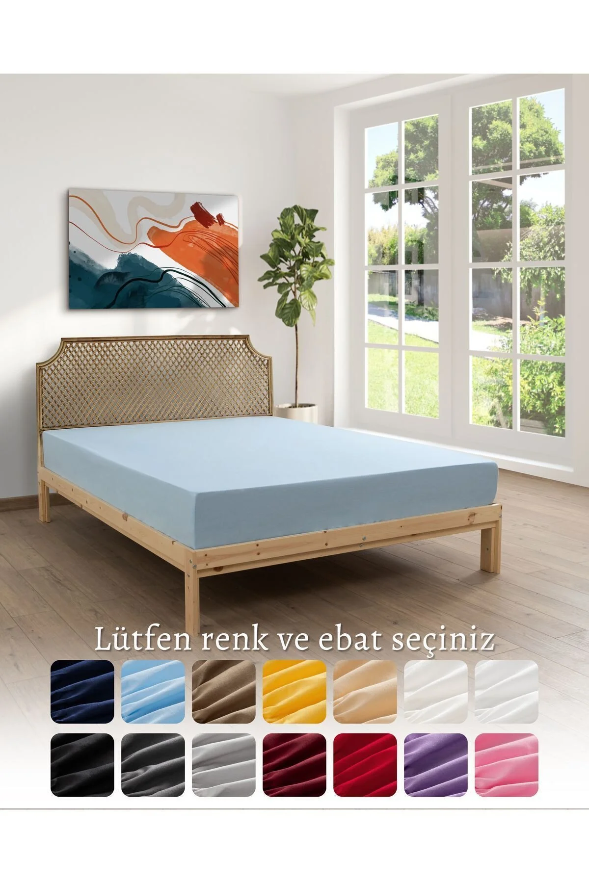 ست ملحفه دو نفره رنگ آبی 100 ٪ پارچه پنبه ای شانه تک شرقی دروغ 7 اندازه مختلف MODELHOME