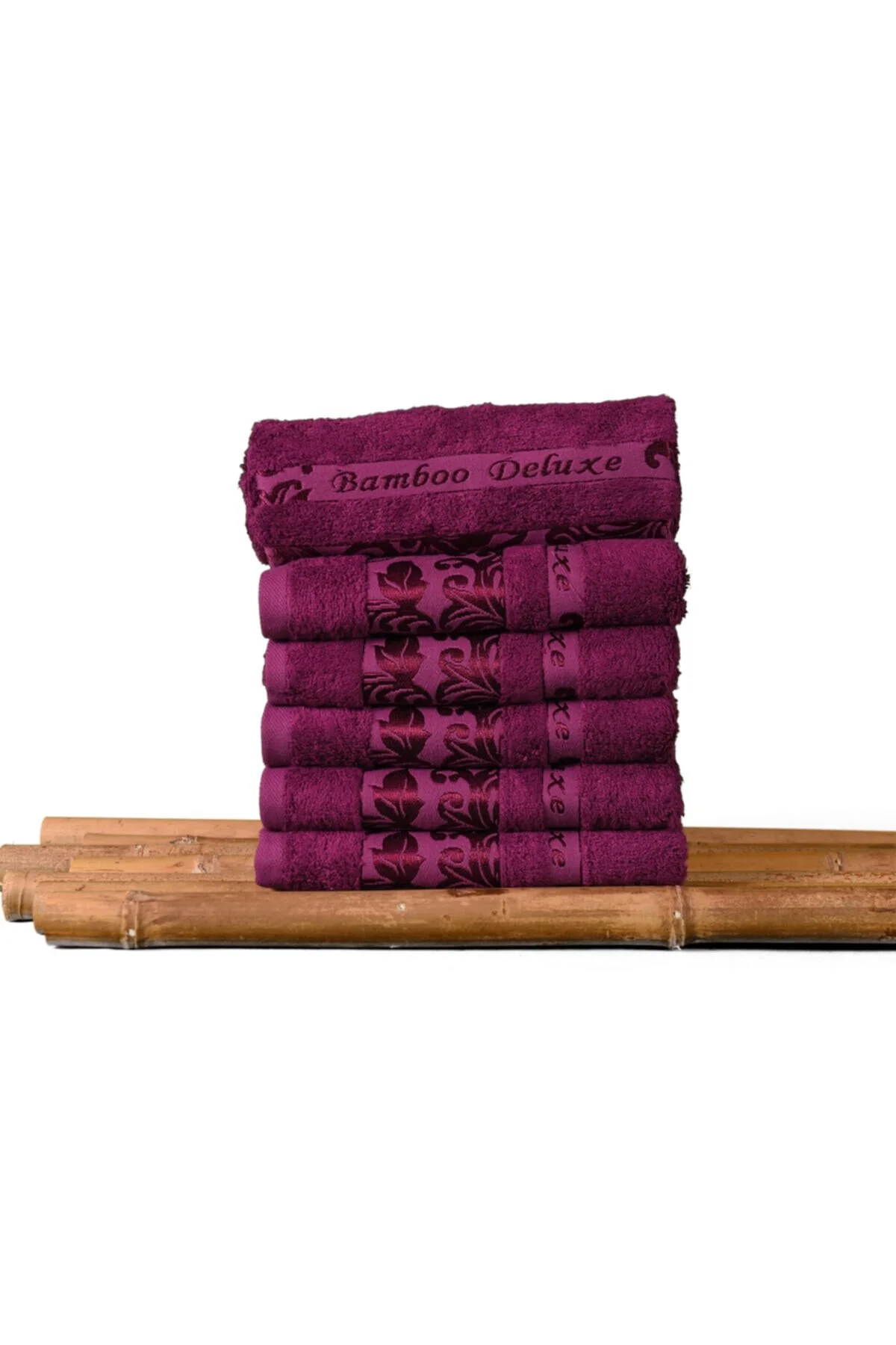 حوله بنفش بامبو 100% ارگانیک ست 50x90 سانتی متر بسته 6 عددی ممتاز فوق العاده نرم تزئینی Mulberry