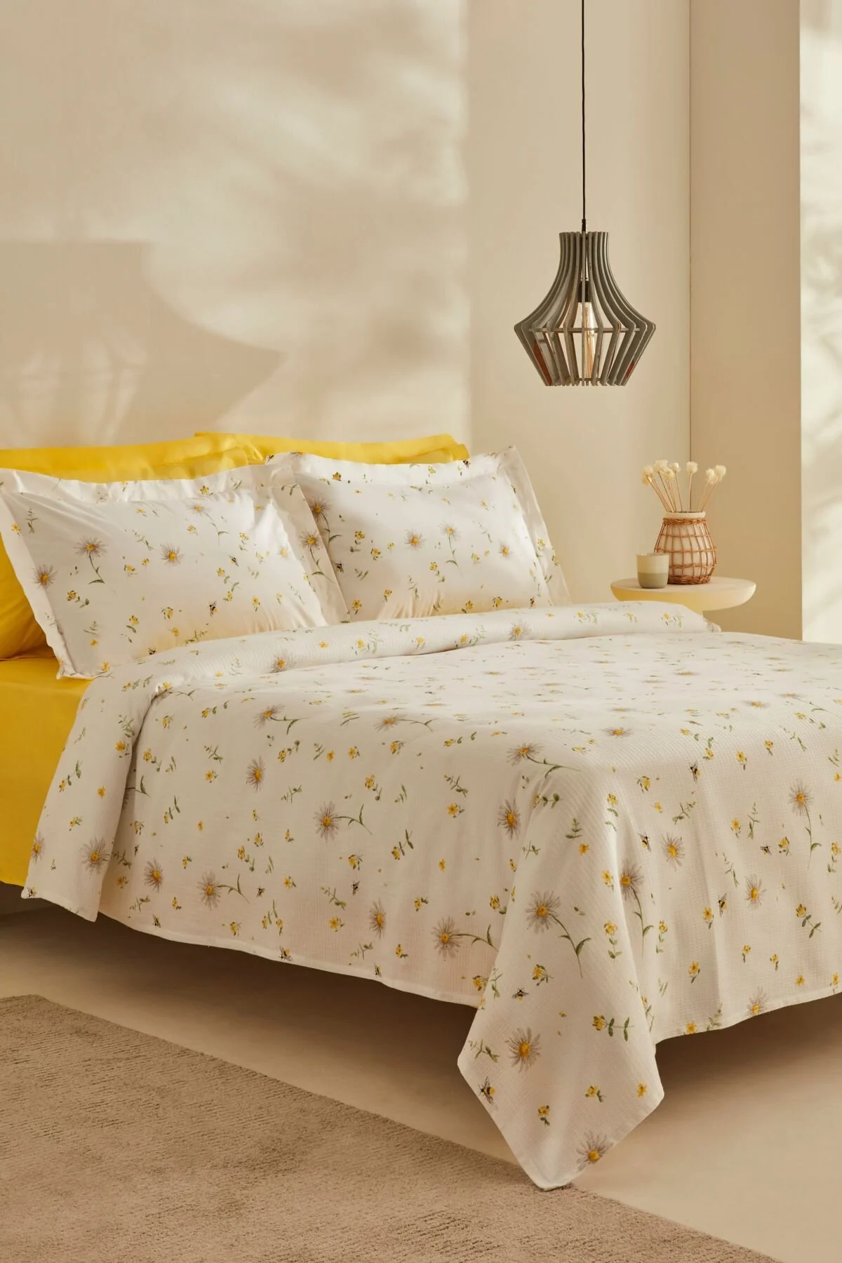 پیکه دو نفره و ست زرد EMMA 100 ٪ پنبه دوتایی Karaca Home