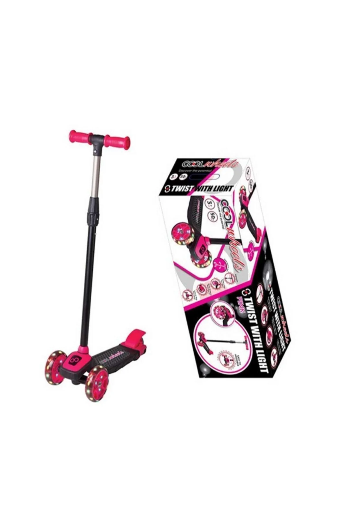 اسکوتر کودکان صورتی مردانه و زنانه ارتفاع قابل تنظیم نور LED چرخ های خنک Scooter