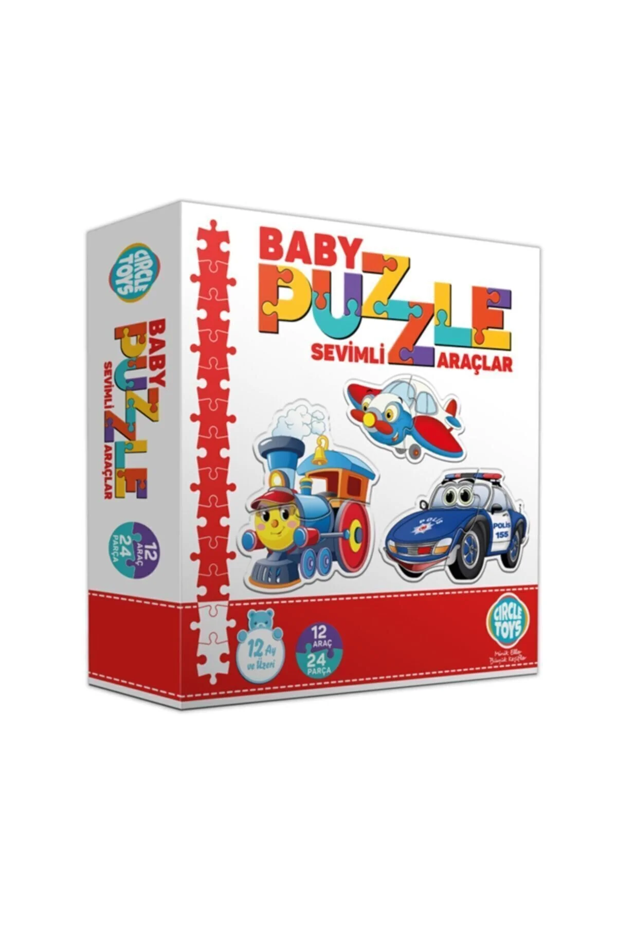 پازل 12 وسایل نقلیه 24 تکه کودک ناز درک مهارت توجه از ترکیه Circle Toys