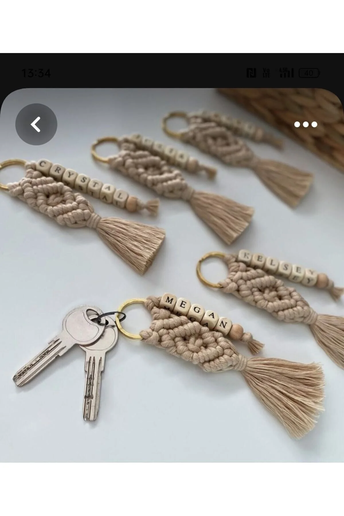 جلیقه کلید جاکلیدی MACRAME برچسب نام شخصی هدیه Sude Design
