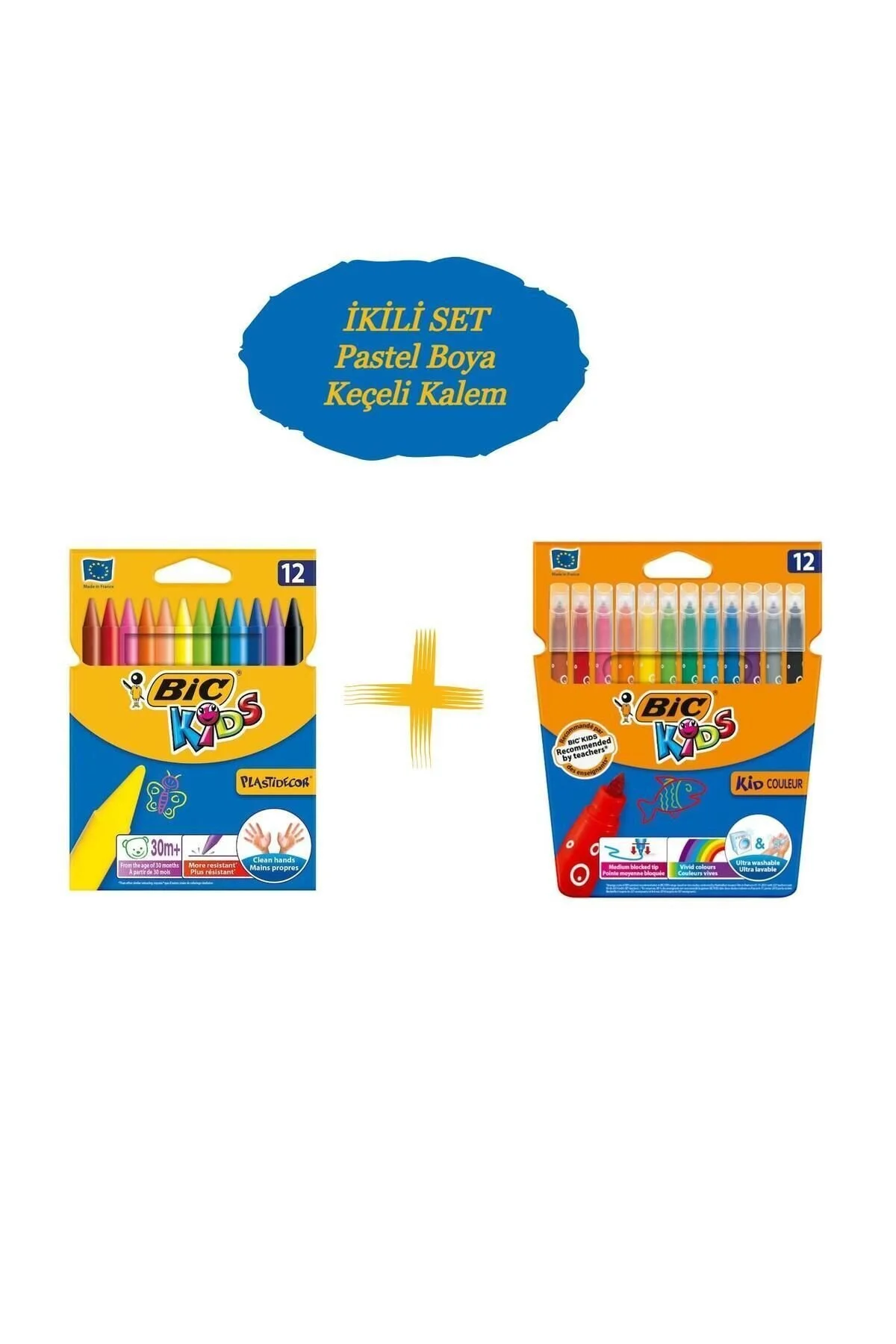ماژیک نوک نمدی چند رنگ بچه ها 12 احساس قلم می کنند+12 LI حذف شده شمع بیک Bic