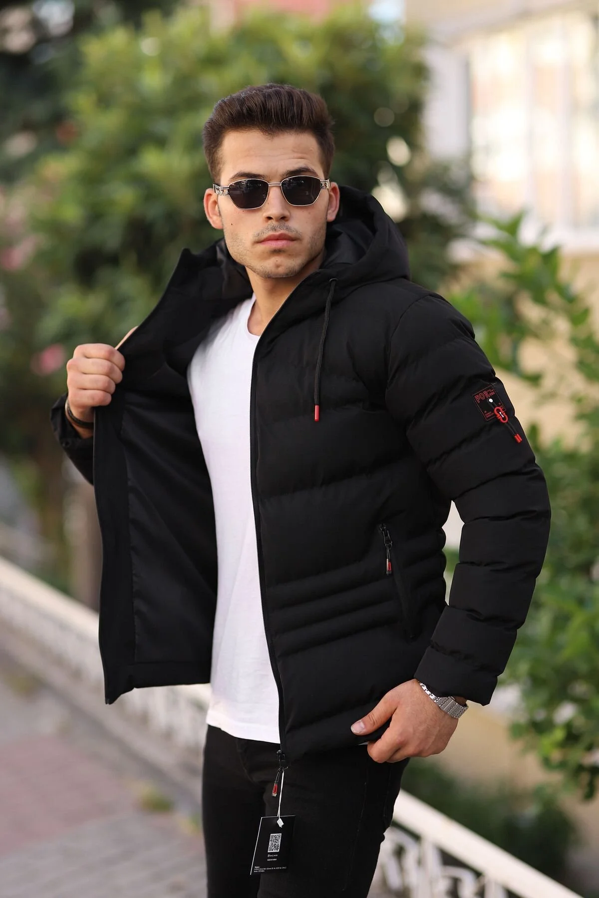 کاپشن مانتو زمستانی کلاهدار مردانه ضد آب و باد کت پف دار BOYS MANS