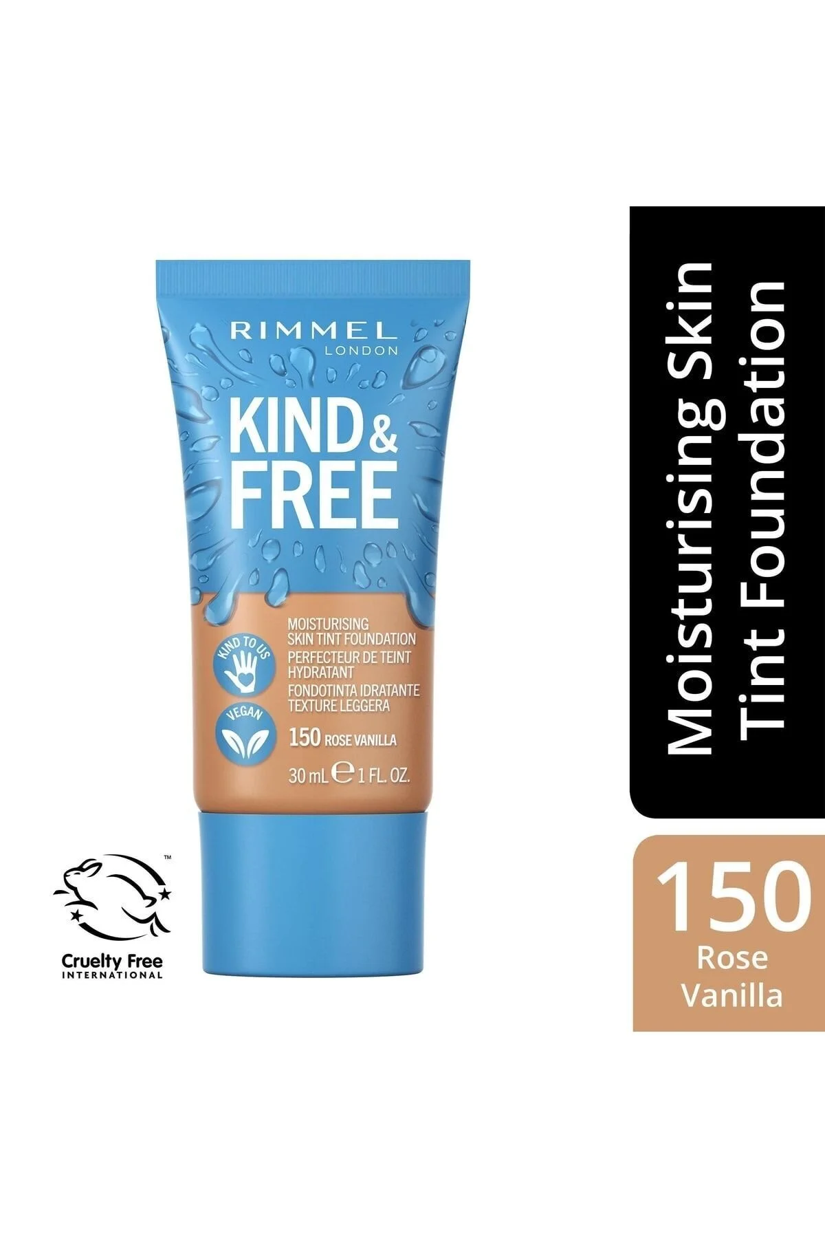 کرم پودر چندرنگ Kind Free مدل Rose Vanilla شماره 150 مناسب برای همه ریمل لندن Rimmel London