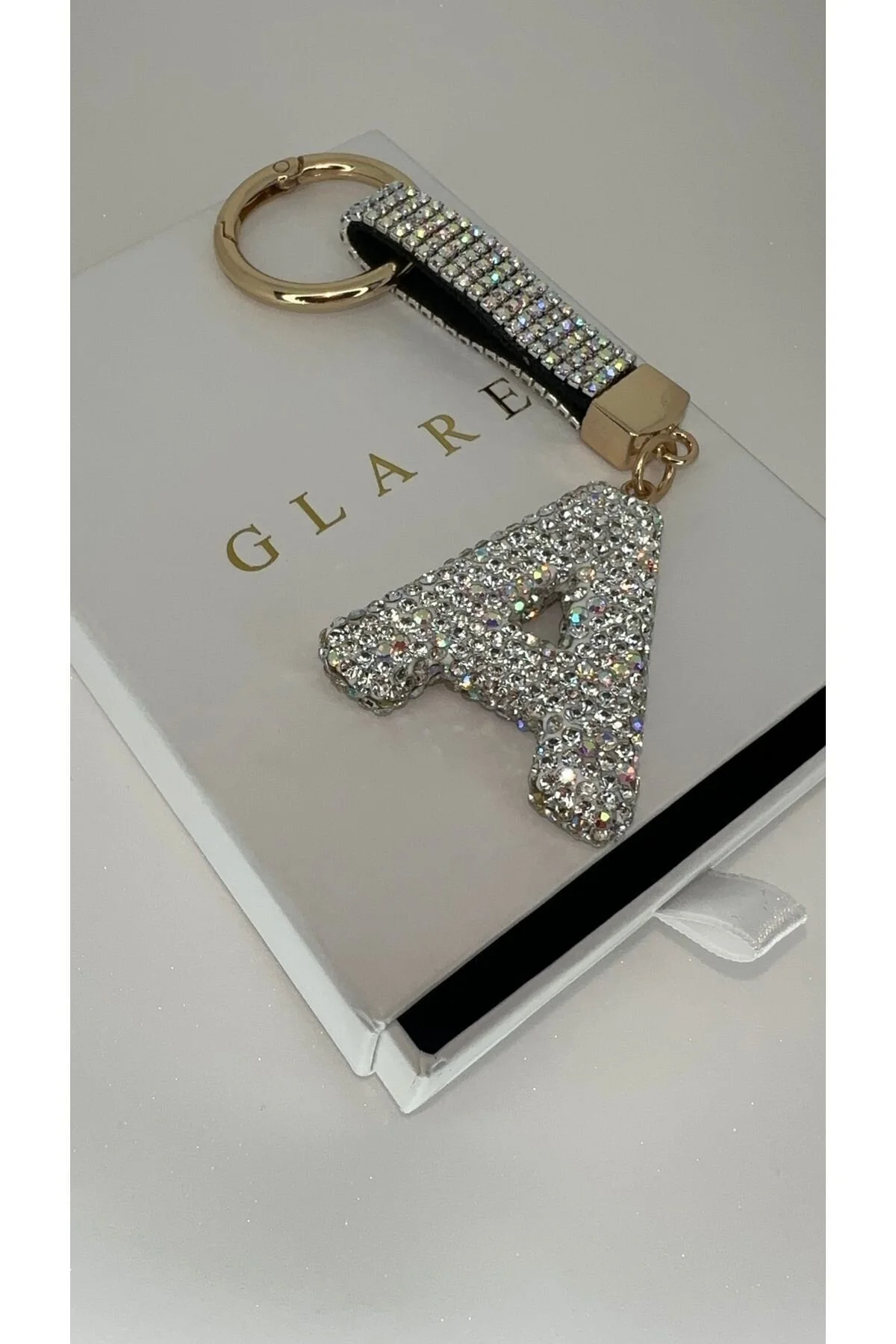 جلیقه کلید سنگ زیرکون نقره ای نامه لوکس یک جاکلیدی GLARE JEWELRY