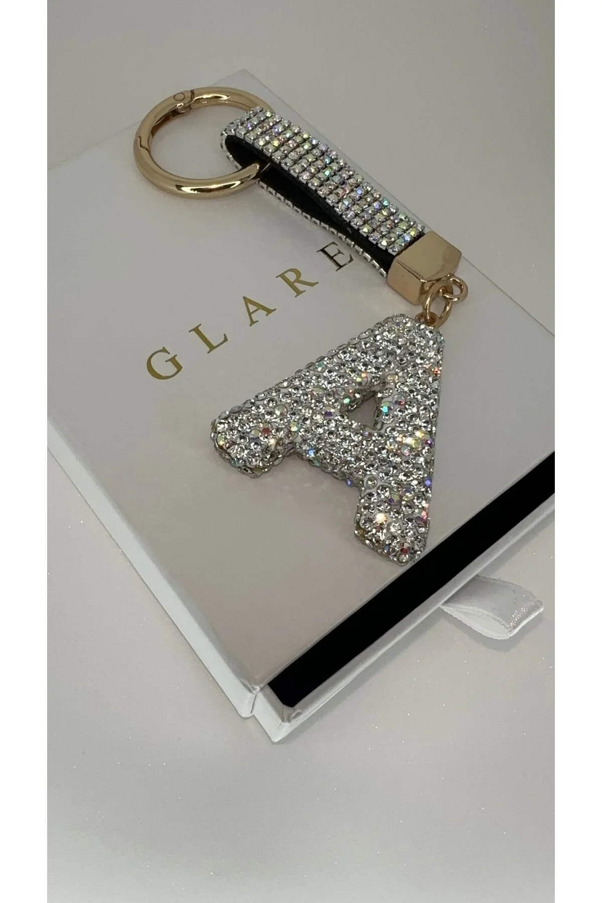 جلیقه کلید سنگ زیرکون نقره ای نامه لوکس یک جاکلیدی GLARE JEWELRY