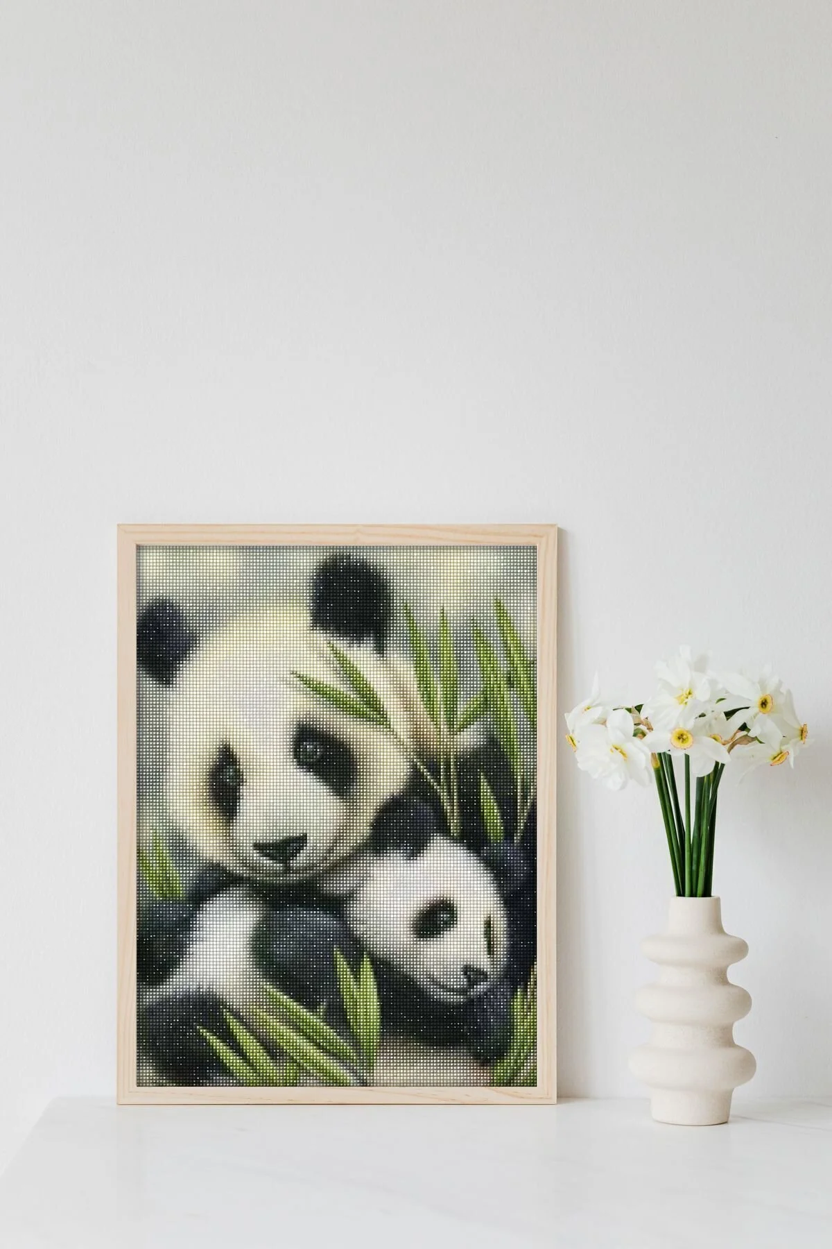 پازل پانداها نقاشی الماس ملیله موزاییک مهره پردازش سنگ 30 × 40 سانتی متر MAXİ