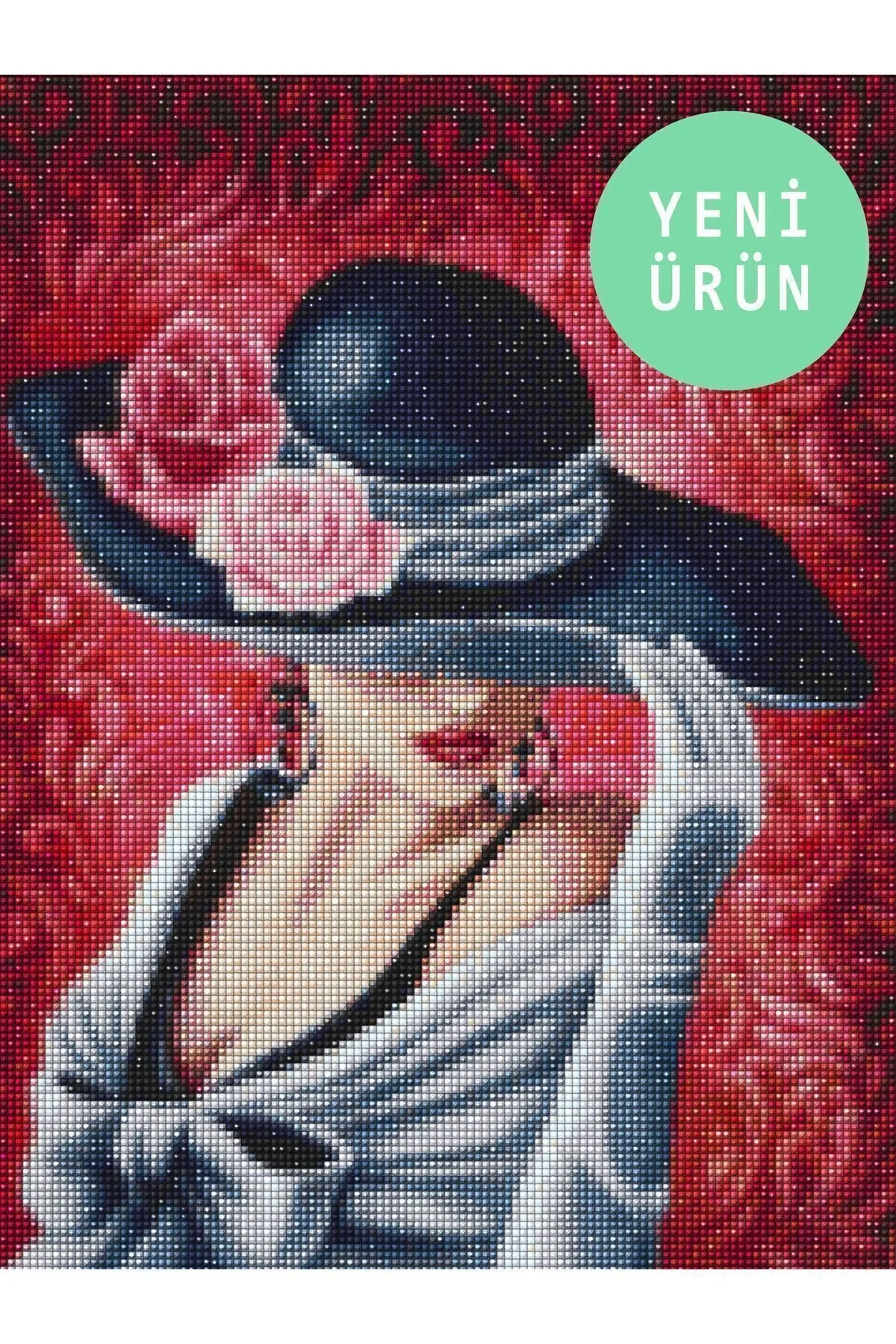 پازل رزا نقاشی الماس ملیله موزاییک مهره پردازش سنگ 30 × 40 سانتی متر MAXİ