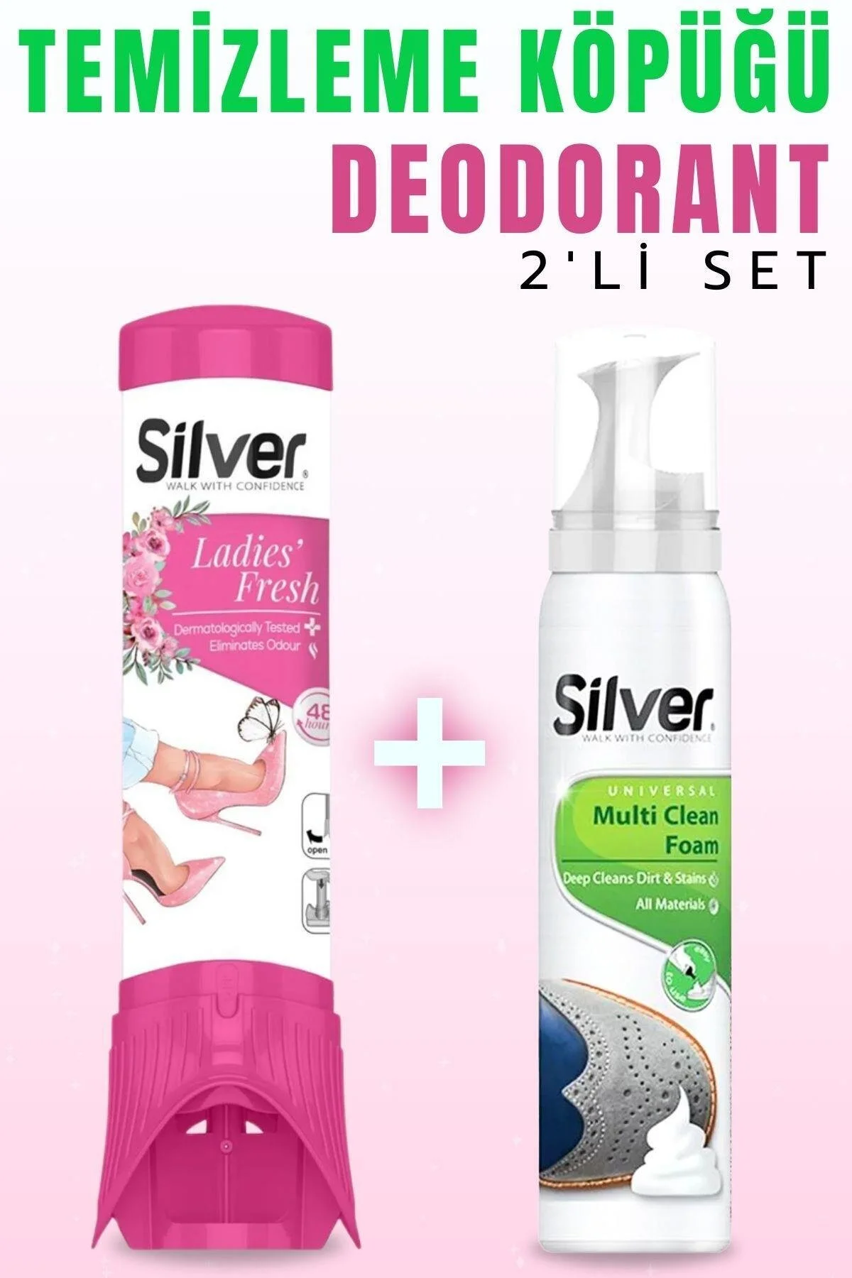 مراقبت کفش زنانه FOAM 2 قطعه اورجینال Silver