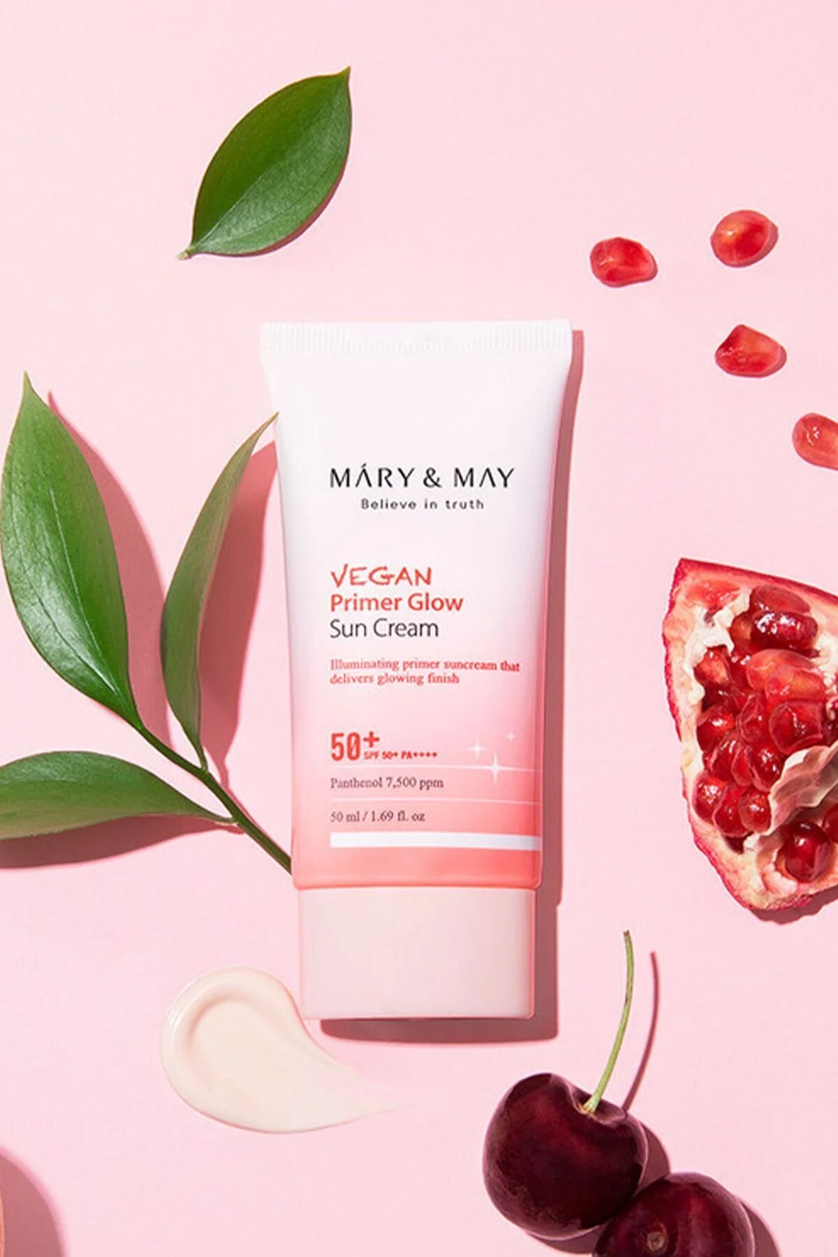 کرم ضد آفتاب صورت VEGAN PRIMER GLOW TONE EQUALIZER ILLUMINATOR PINK SUN CREAM SPF50 PA 50 ML Mary & May